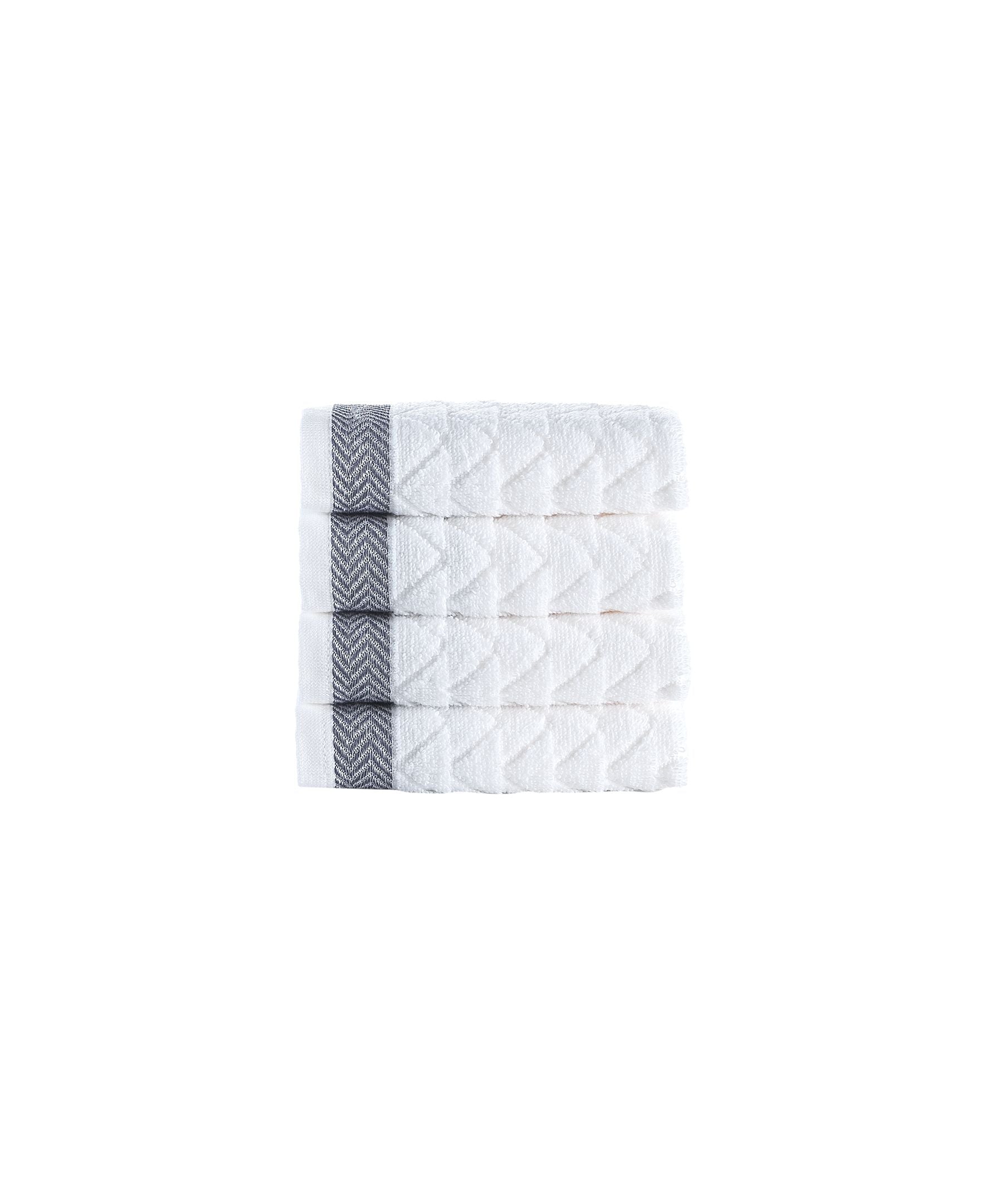  Brooks Brothers Herringbone 4 Piece Wash Towel Set - White - Bonton