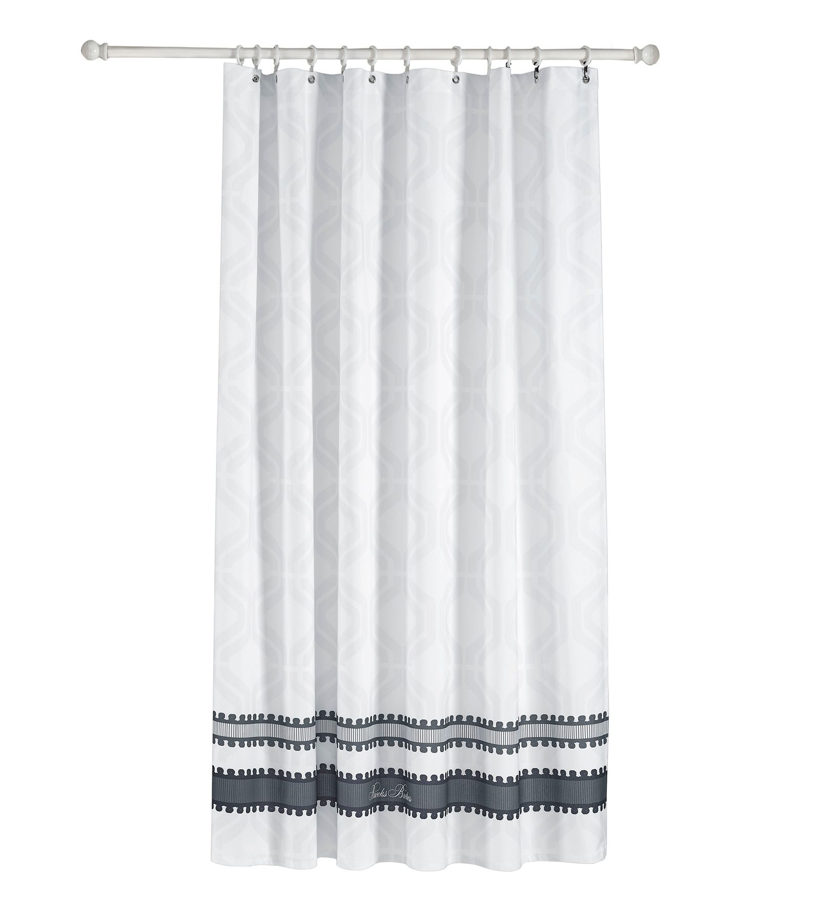  Brooks Brothers Large Square Shower Curtains - White - Bonton