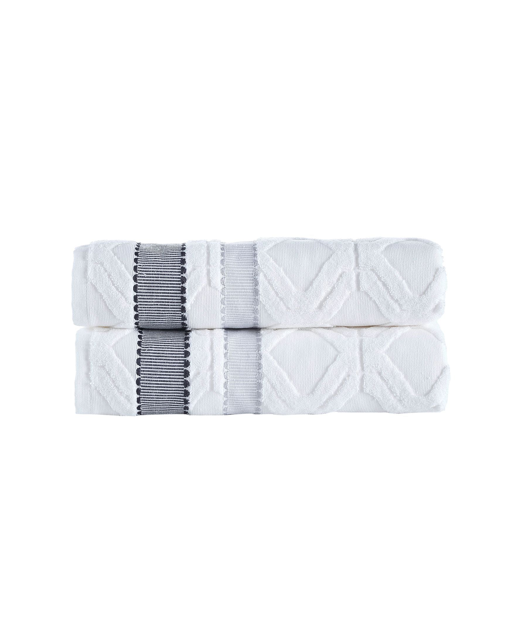  Brooks Brothers Large Square 2 Piece Bath Towel Set - White - Bonton