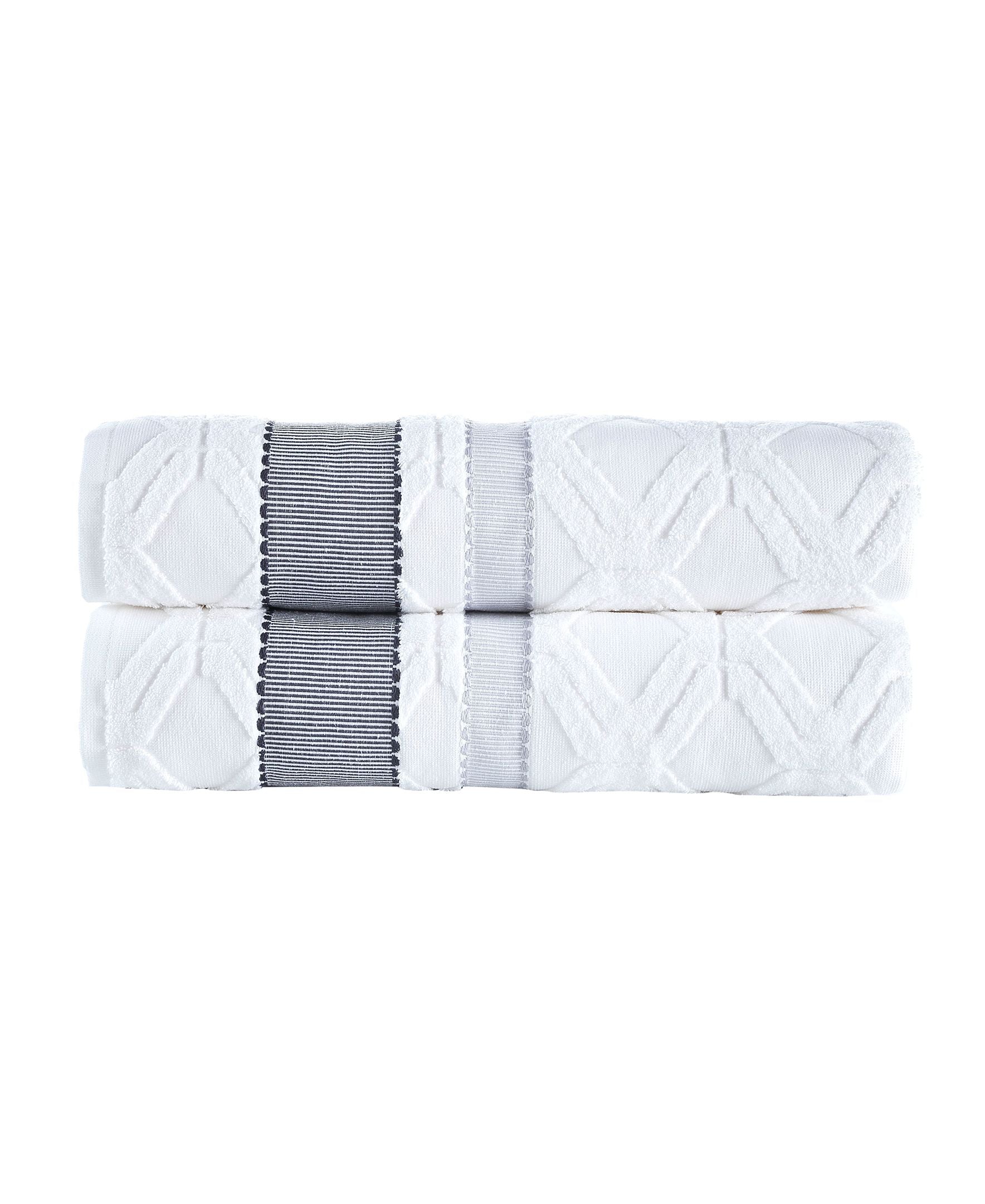  Brooks Brothers Large Square 2 Piece Bath Sheet Set - White - Bonton