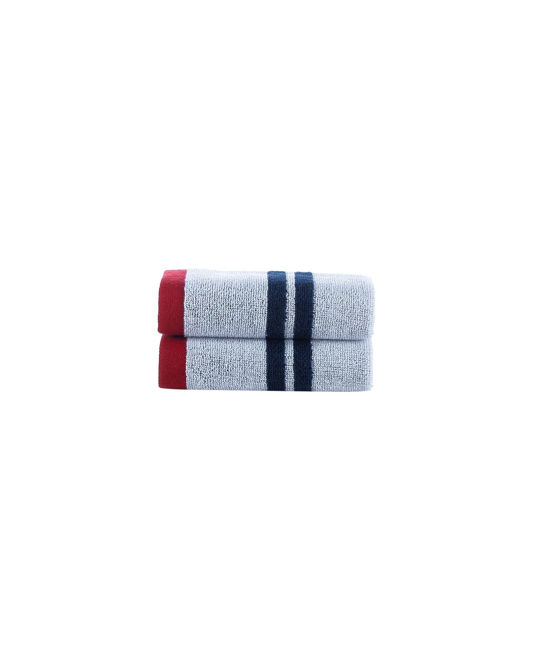  Brooks Brothers Nautical Blanket Stripe 2 Piece Wash Towel Set - White - Bonton