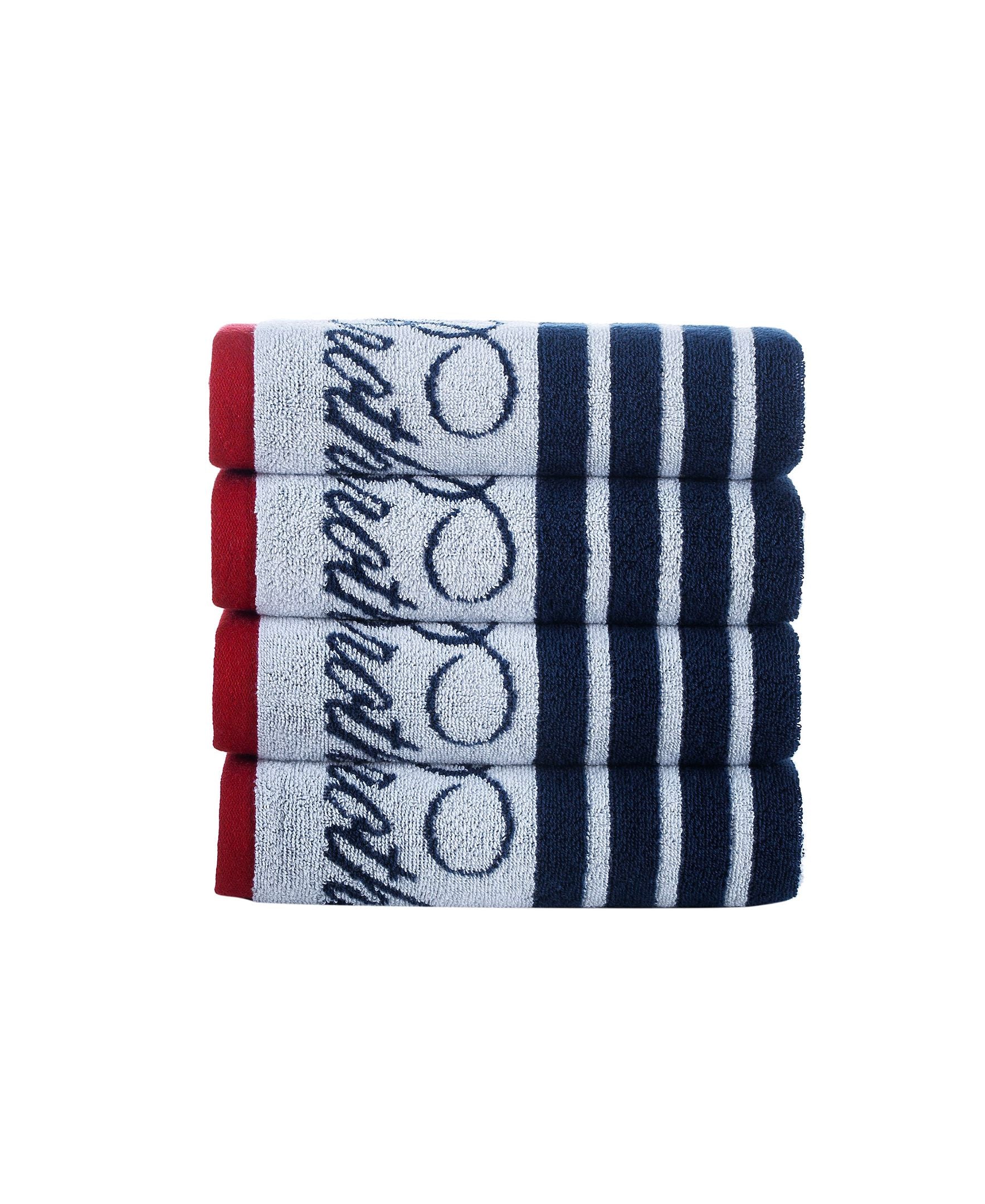  Brooks Brothers Nautical Blanket Stripe 4 Piece Hand Towel Set - White - Bonton