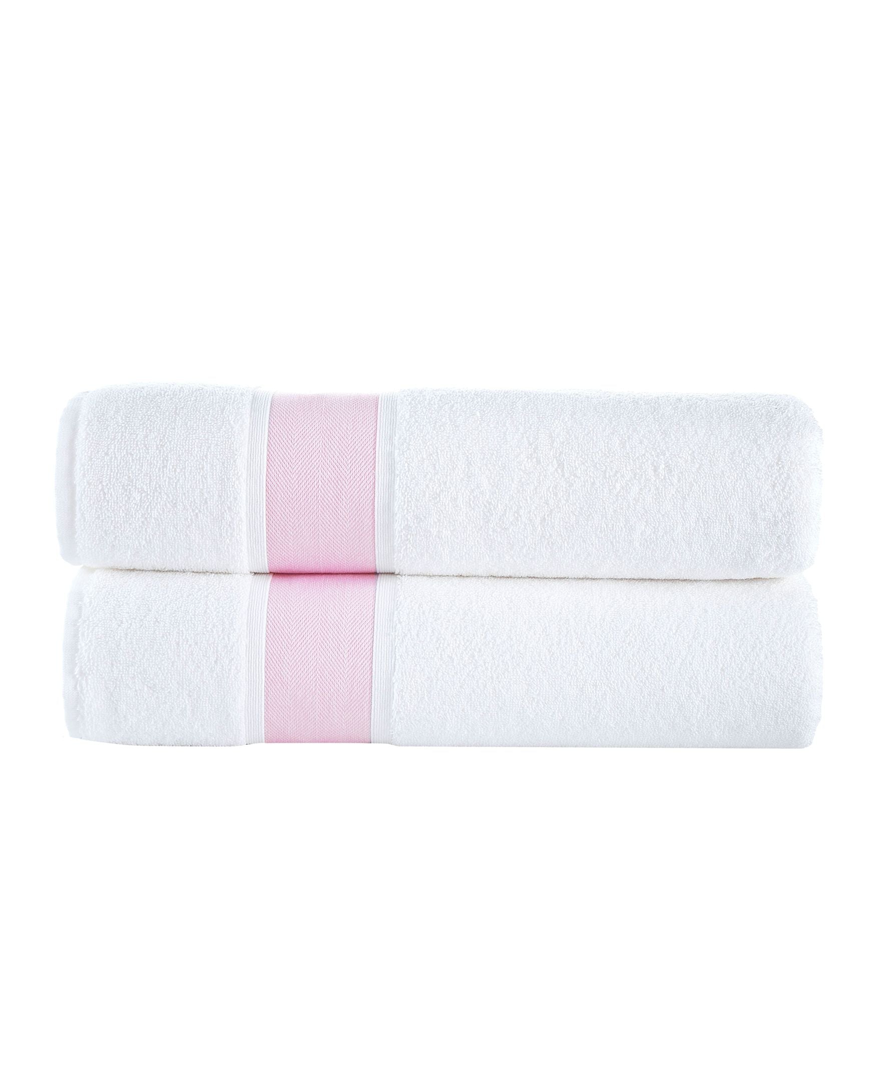  Brooks Brothers Ottoman Rolls 2 Piece Bath Sheet Set - Pink - Bonton