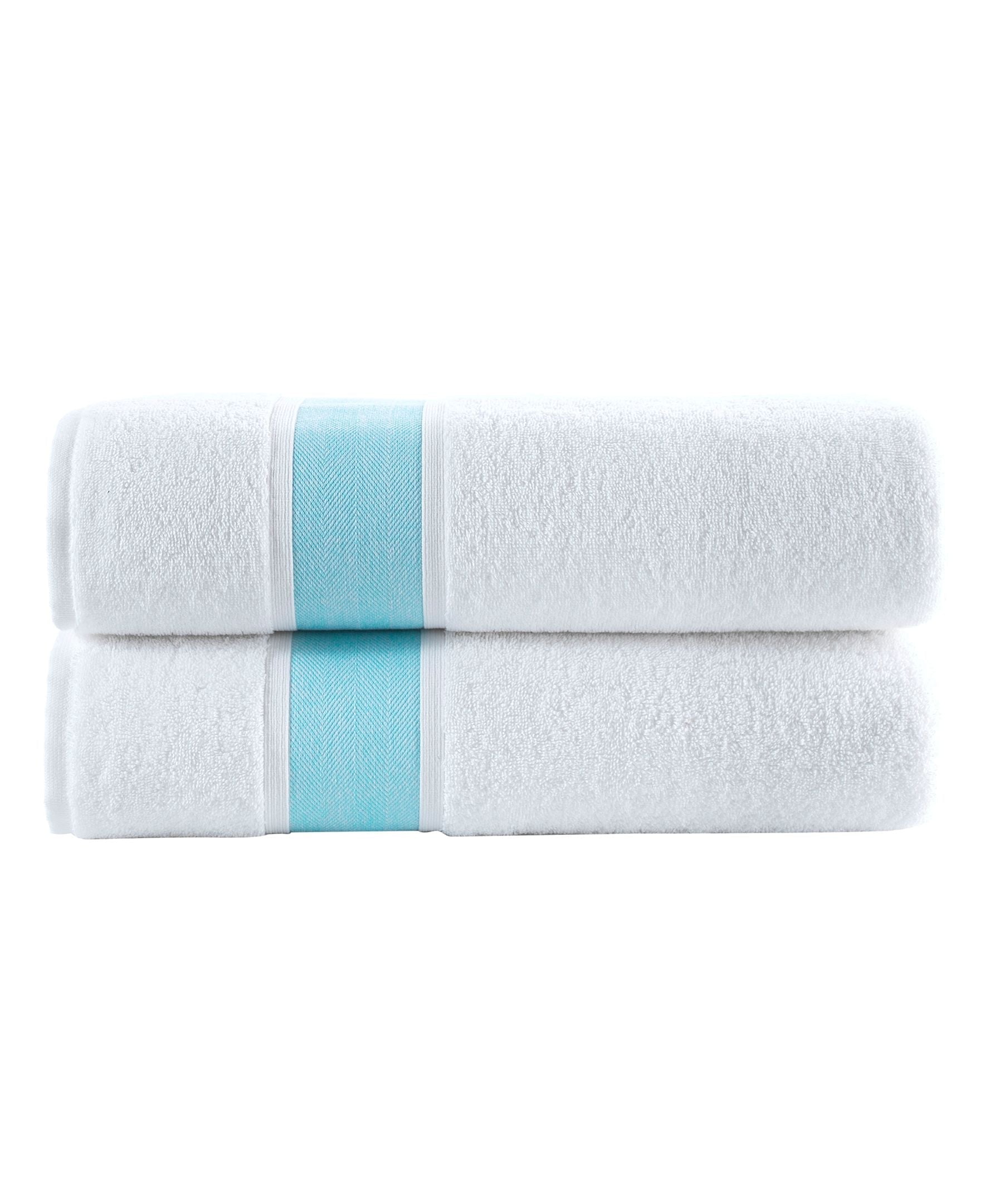  Brooks Brothers Ottoman Rolls 2 Piece Bath Sheet Set - Sea Glass - Bonton