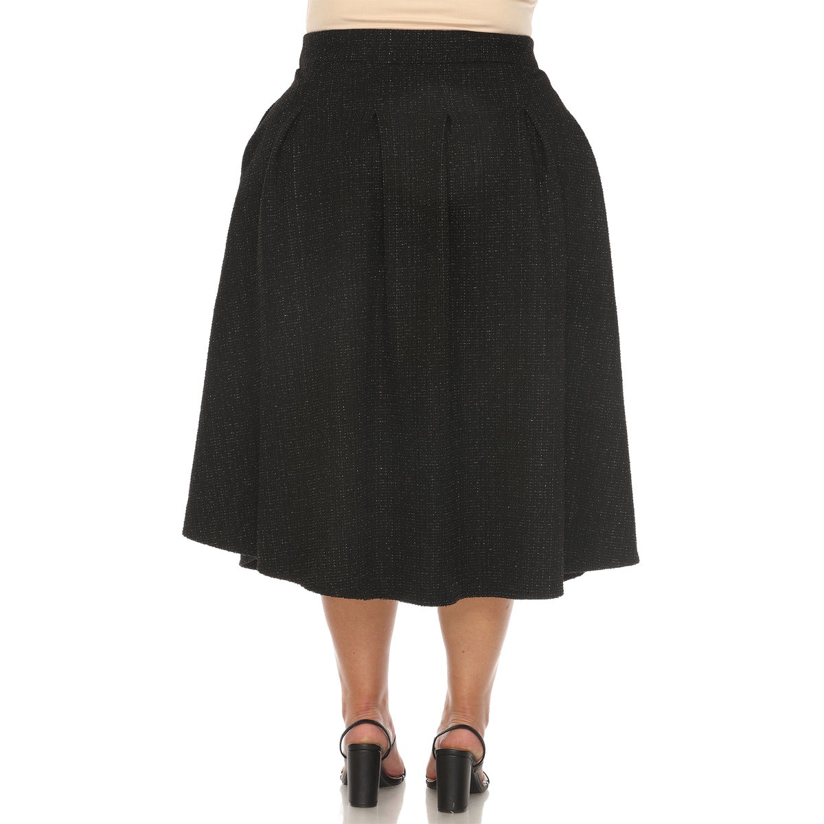  White Mark Plus Size Flared Tweed Skirt - 1X - Bonton