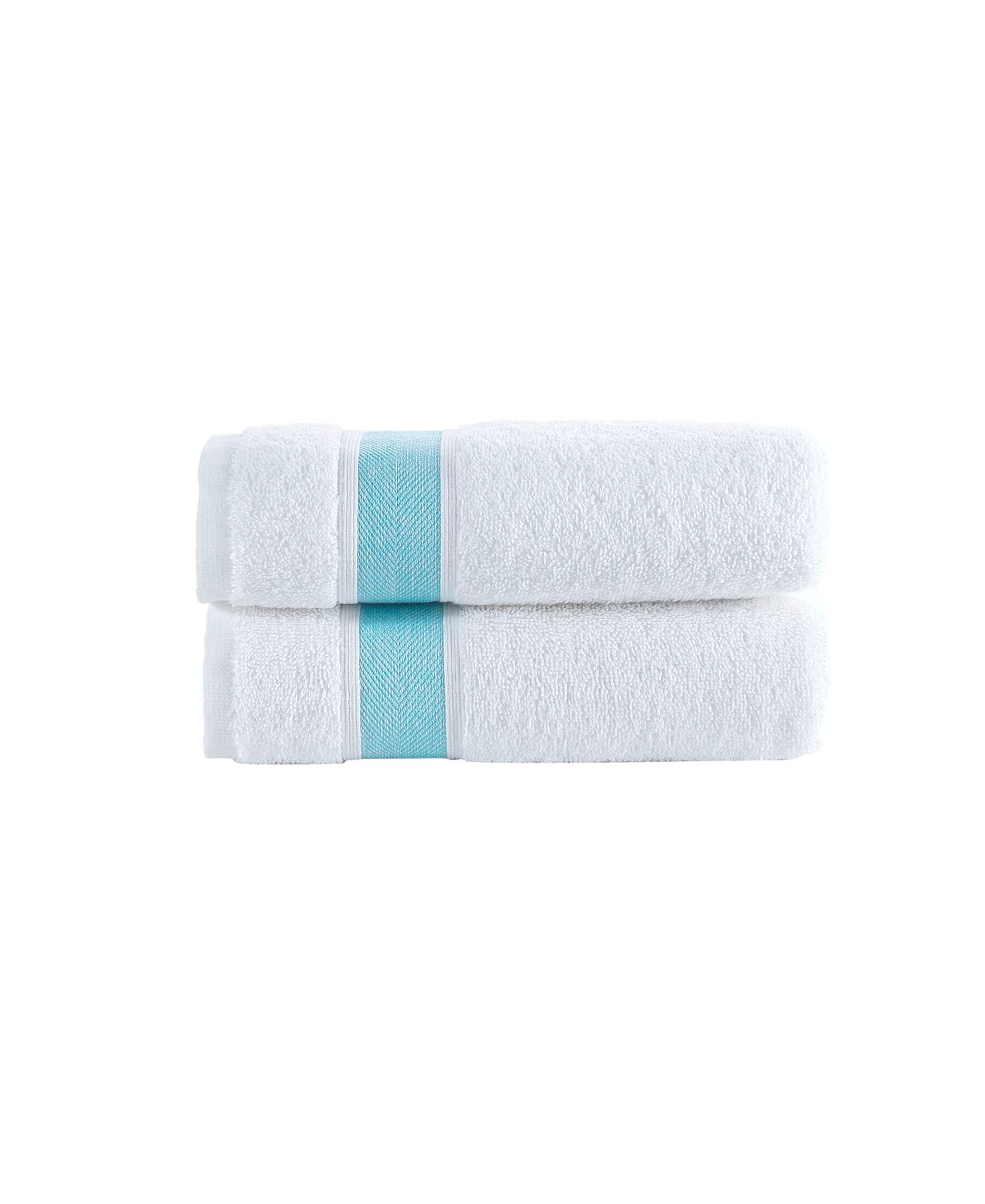  Brooks Brothers Ottoman Rolls 2 Piece Hand Towel Set - Sea Glass - Bonton