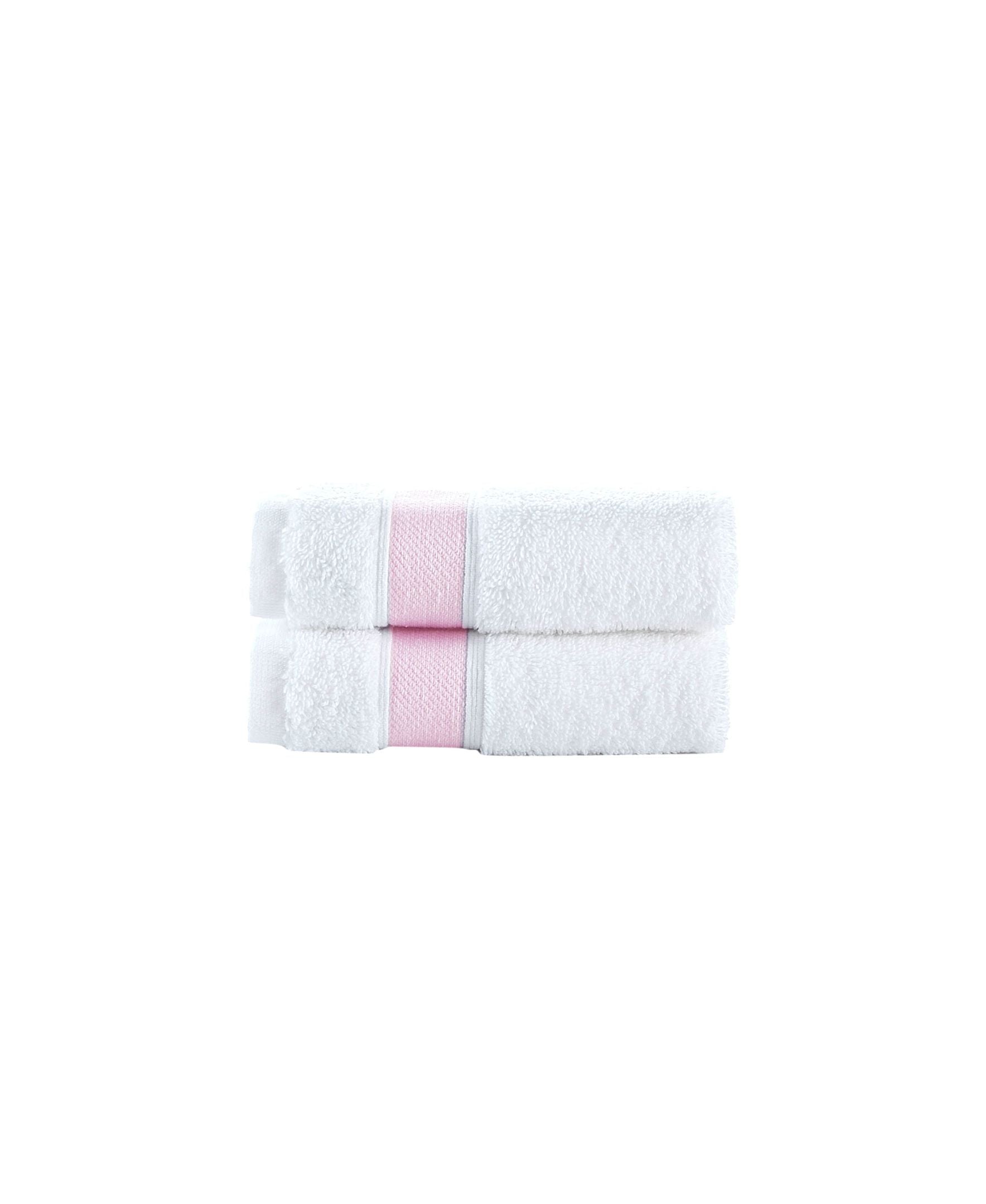  Brooks Brothers Ottoman Rolls 2 Piece Wash Towel Set - Pink - Bonton