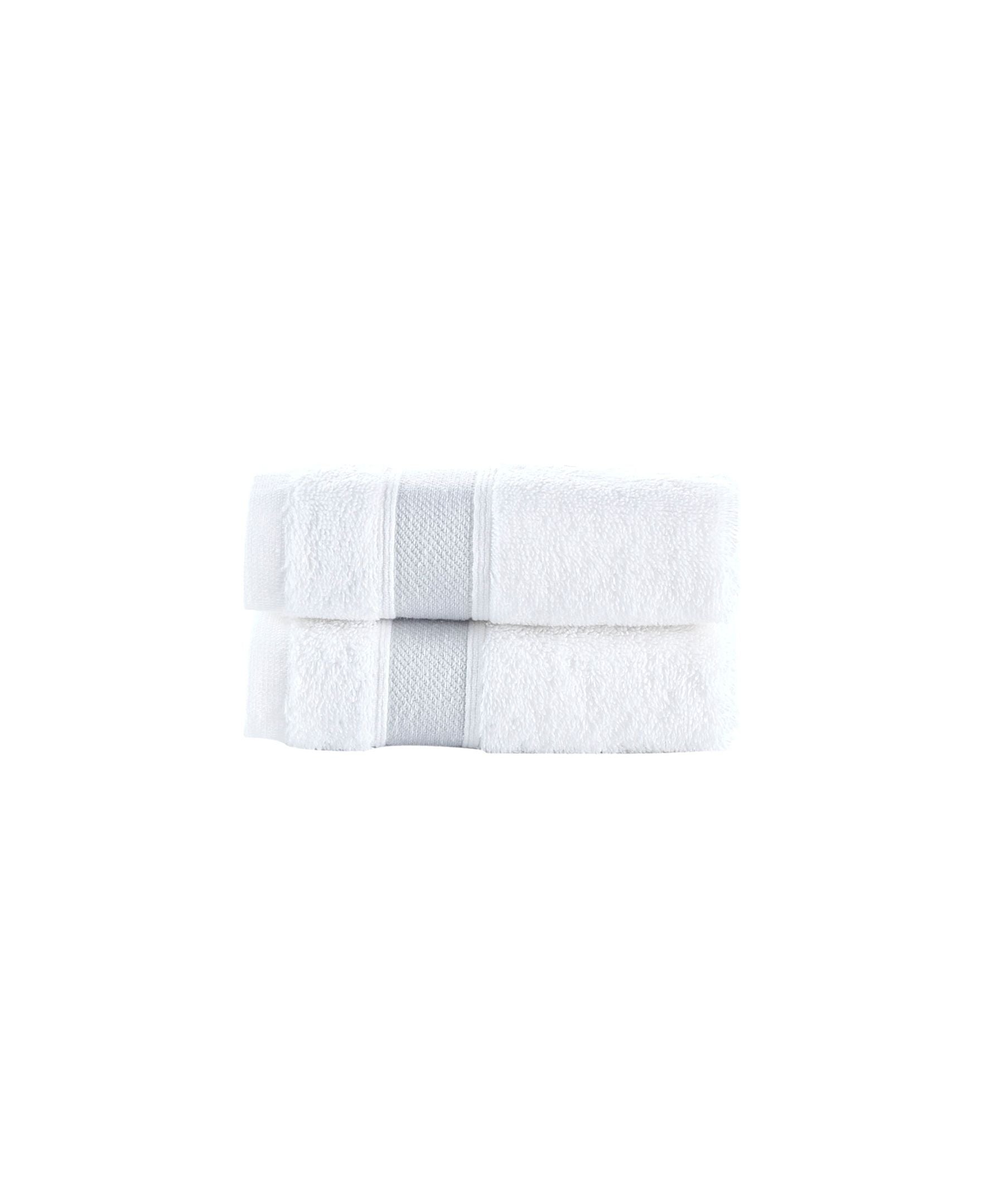  Brooks Brothers Ottoman Rolls 2 Piece Wash Towel Set - Silver - Bonton