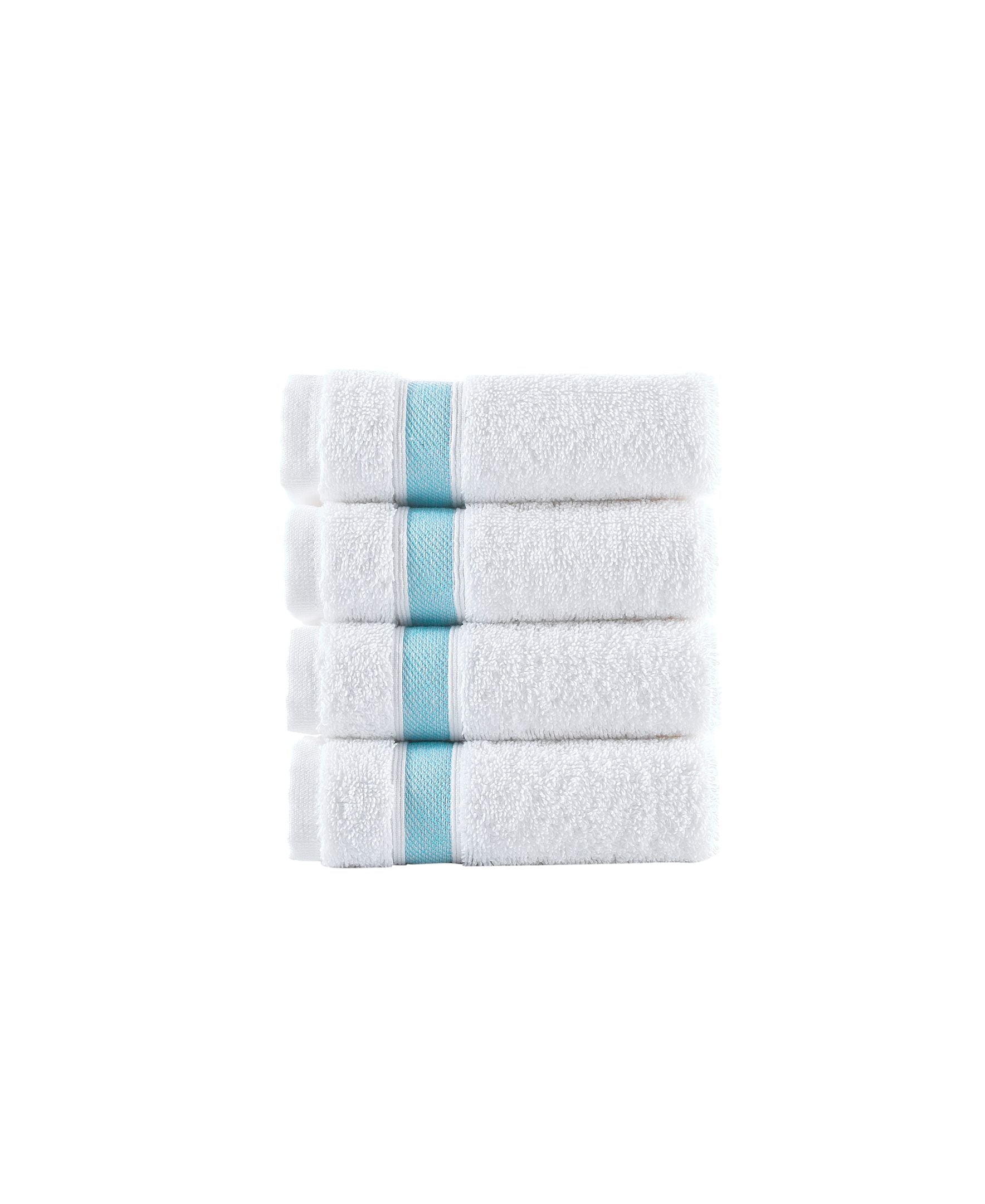  Brooks Brothers Ottoman Rolls 4 Piece Wash Towel Set - Sea Glass - Bonton