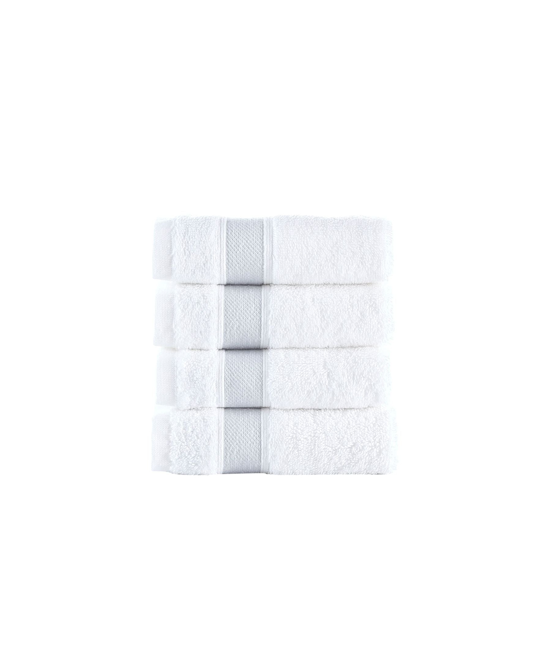  Brooks Brothers Ottoman Rolls 4 Piece Wash Towel Set - Silver - Bonton