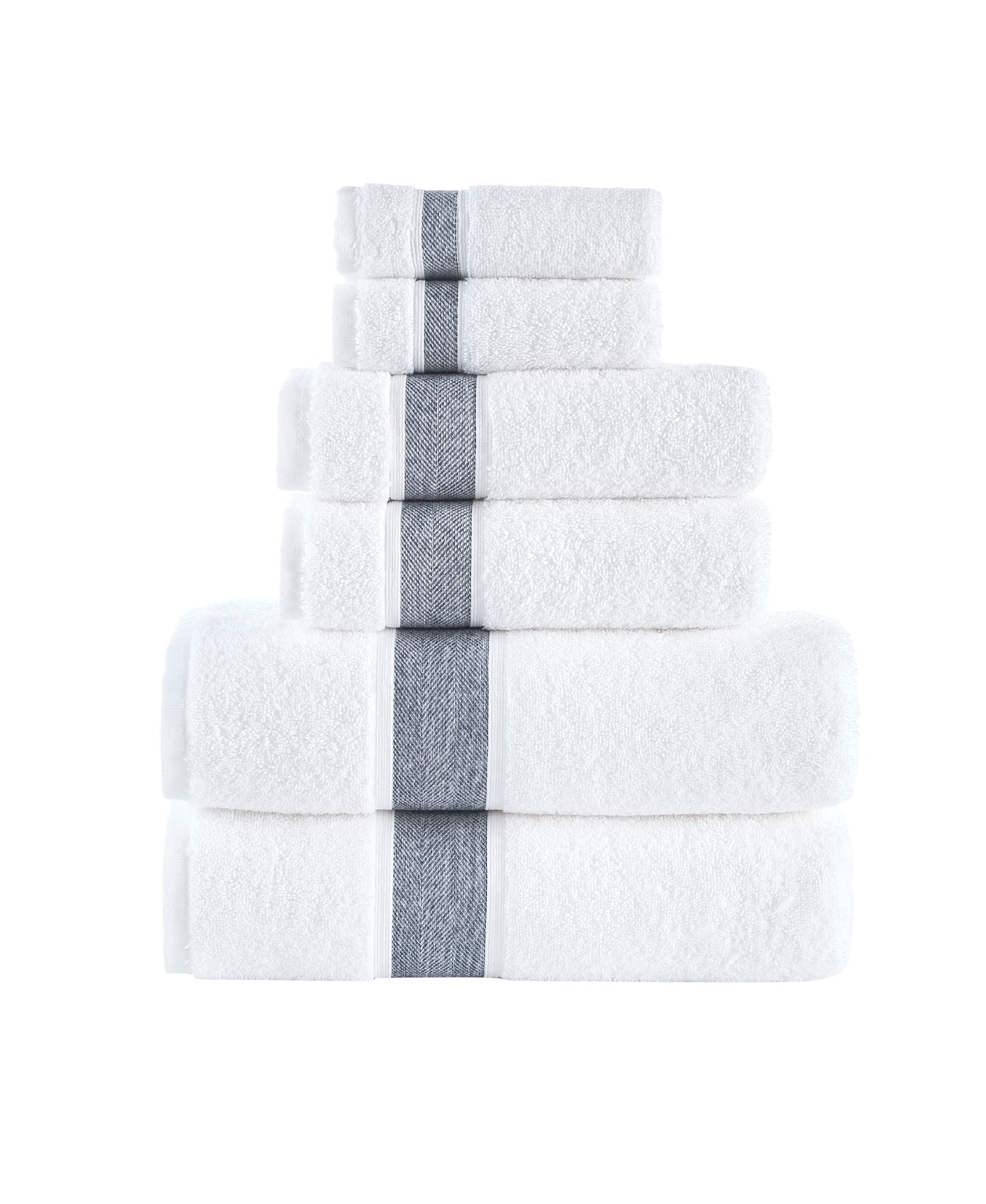  Brooks Brothers Ottoman Rolls 6 Piece Towel Set - Navy - Bonton