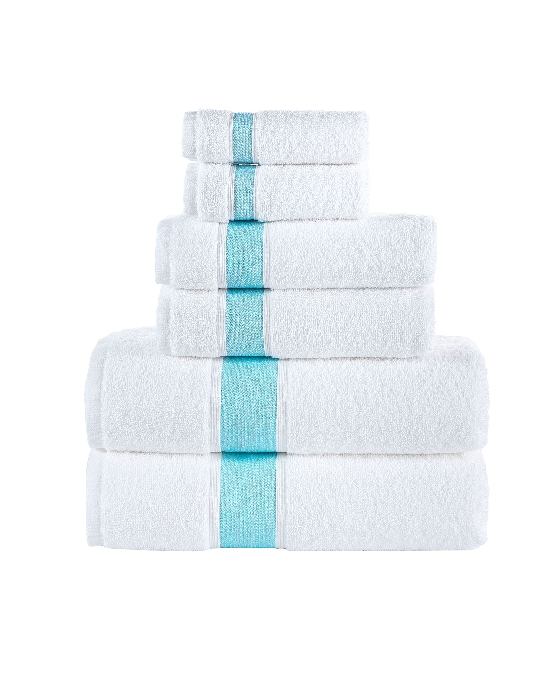  Brooks Brothers Ottoman Rolls 6 Piece Towel Set - Sea Glass - Bonton