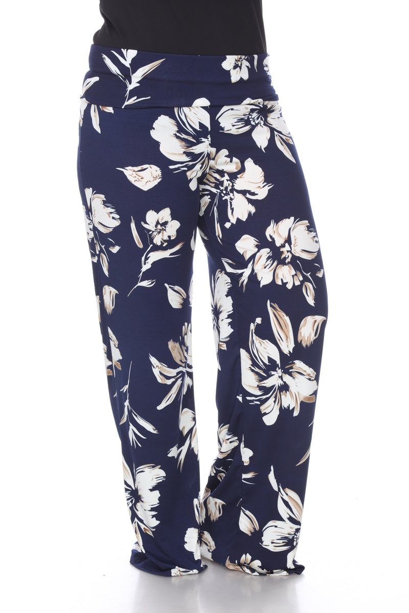  White Mark Flower Print Plus Size Palazzo Pants - 4x - Bonton