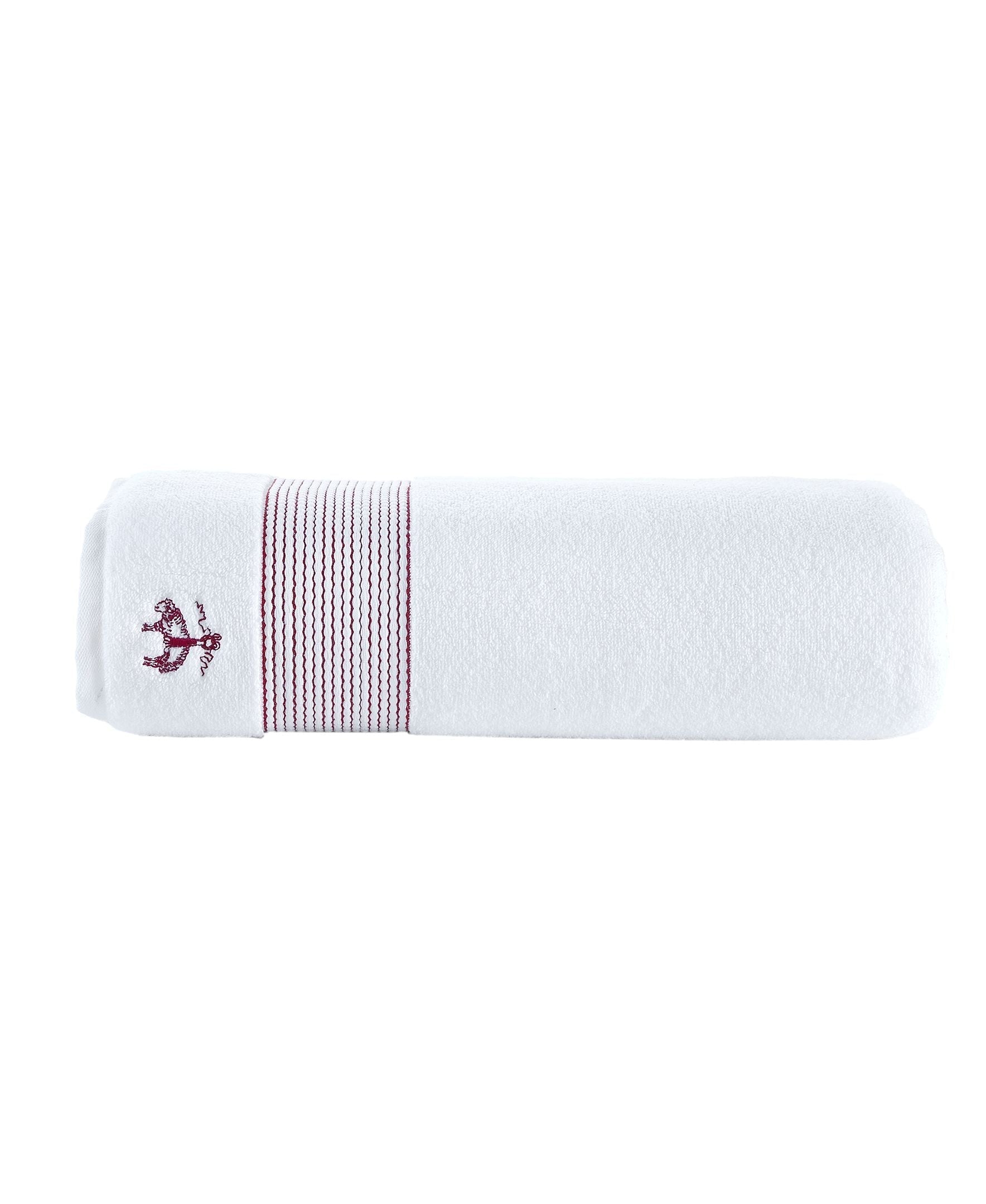  Brooks Brothers Rope Stripe Border Bath Sheet - Scarlet Sage - Bonton