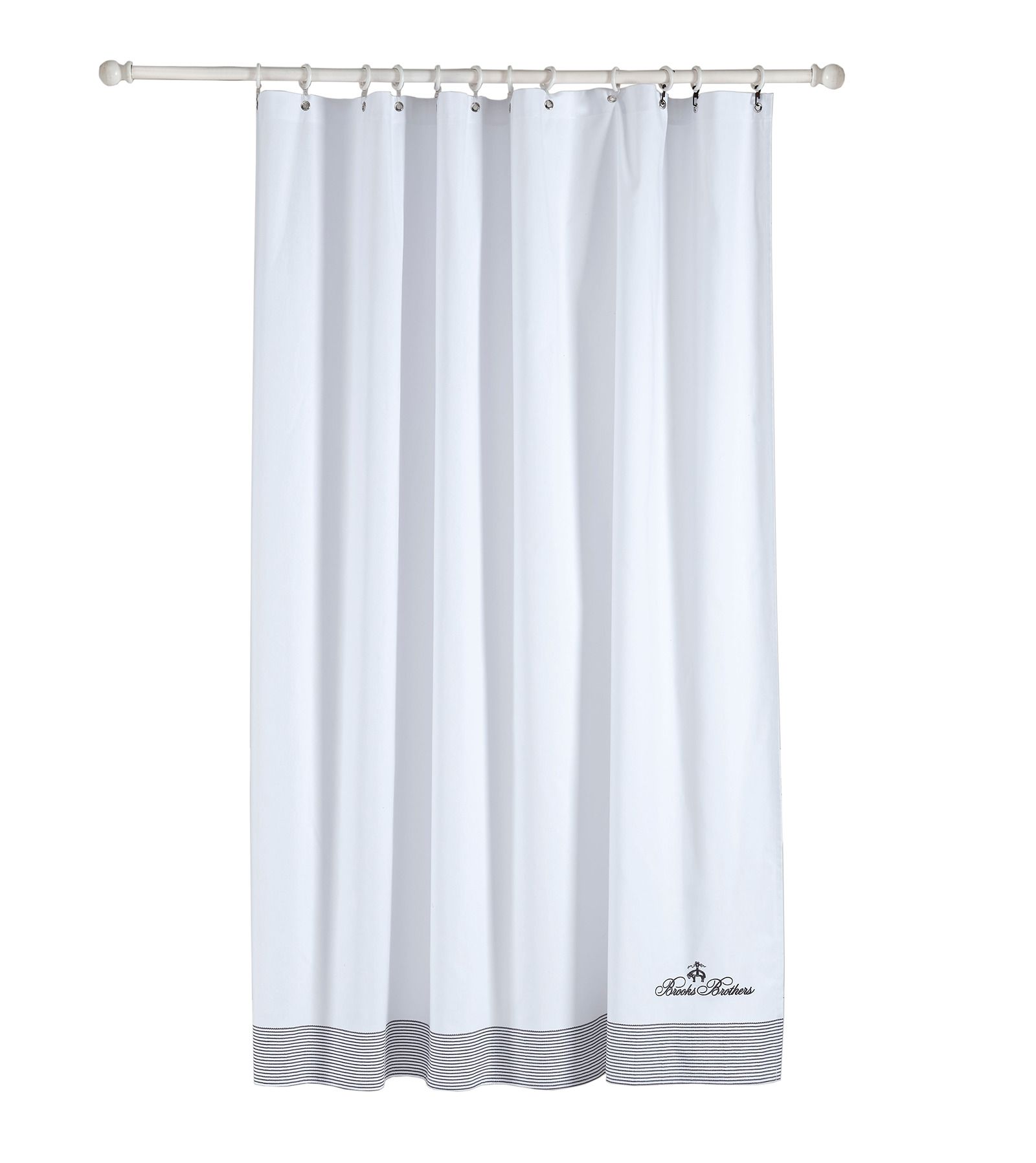  Brooks Brothers Rope Stripe Border Shower Curtains - Anthracite - Bonton