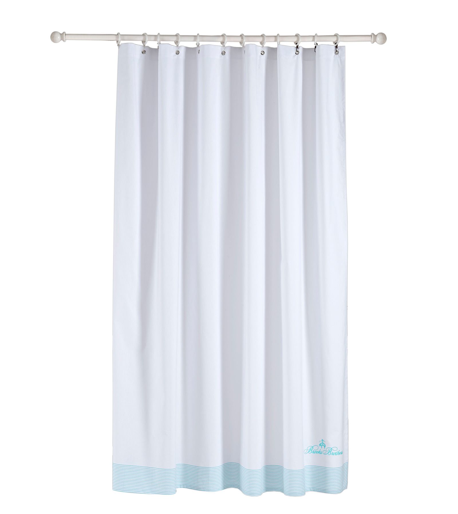  Brooks Brothers Rope Stripe Border Shower Curtains - Sea Glass - Bonton