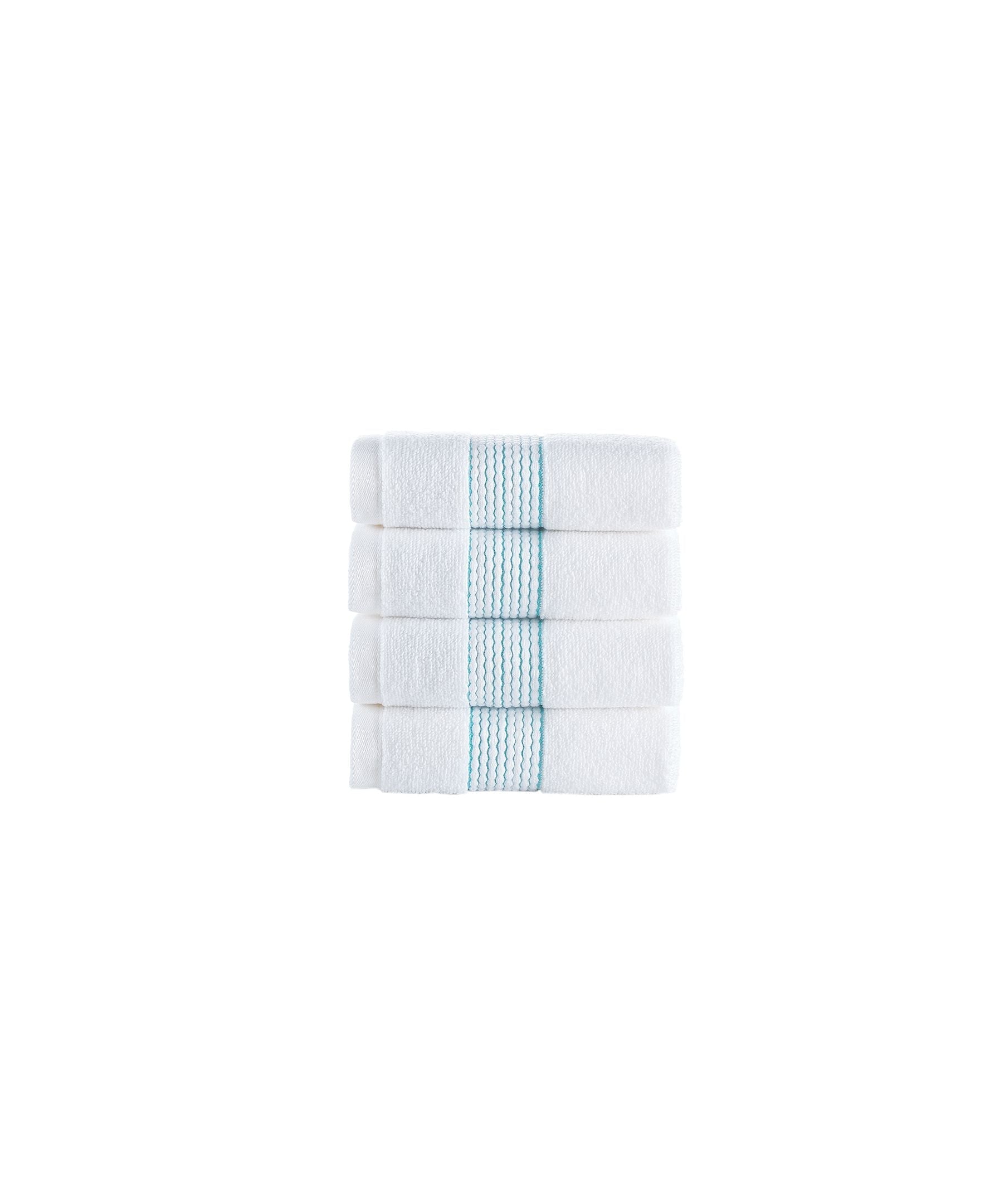  Brooks Brothers Rope Stripe Border 4 Piece Wash Towel Set - Sea Glass - Bonton