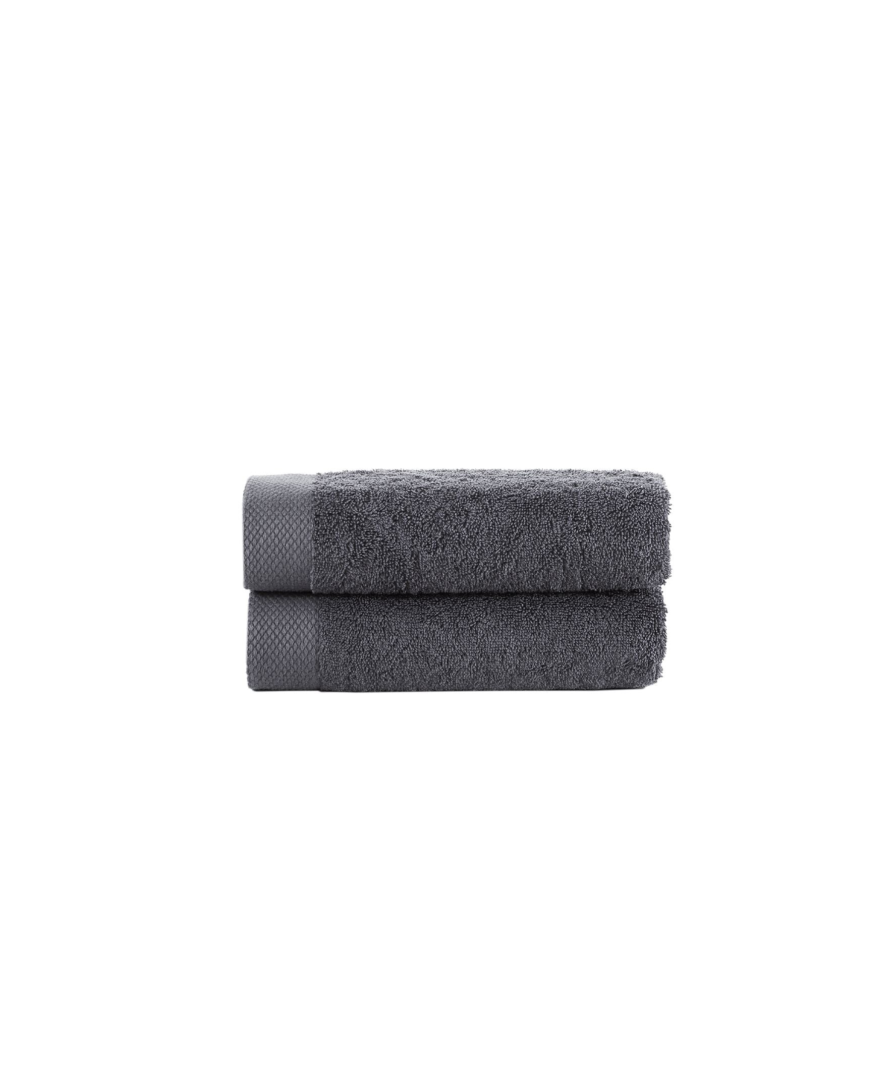  Brooks Brothers Solid Signature 2 Piece Hand Towel Set - Anthracite - Bonton