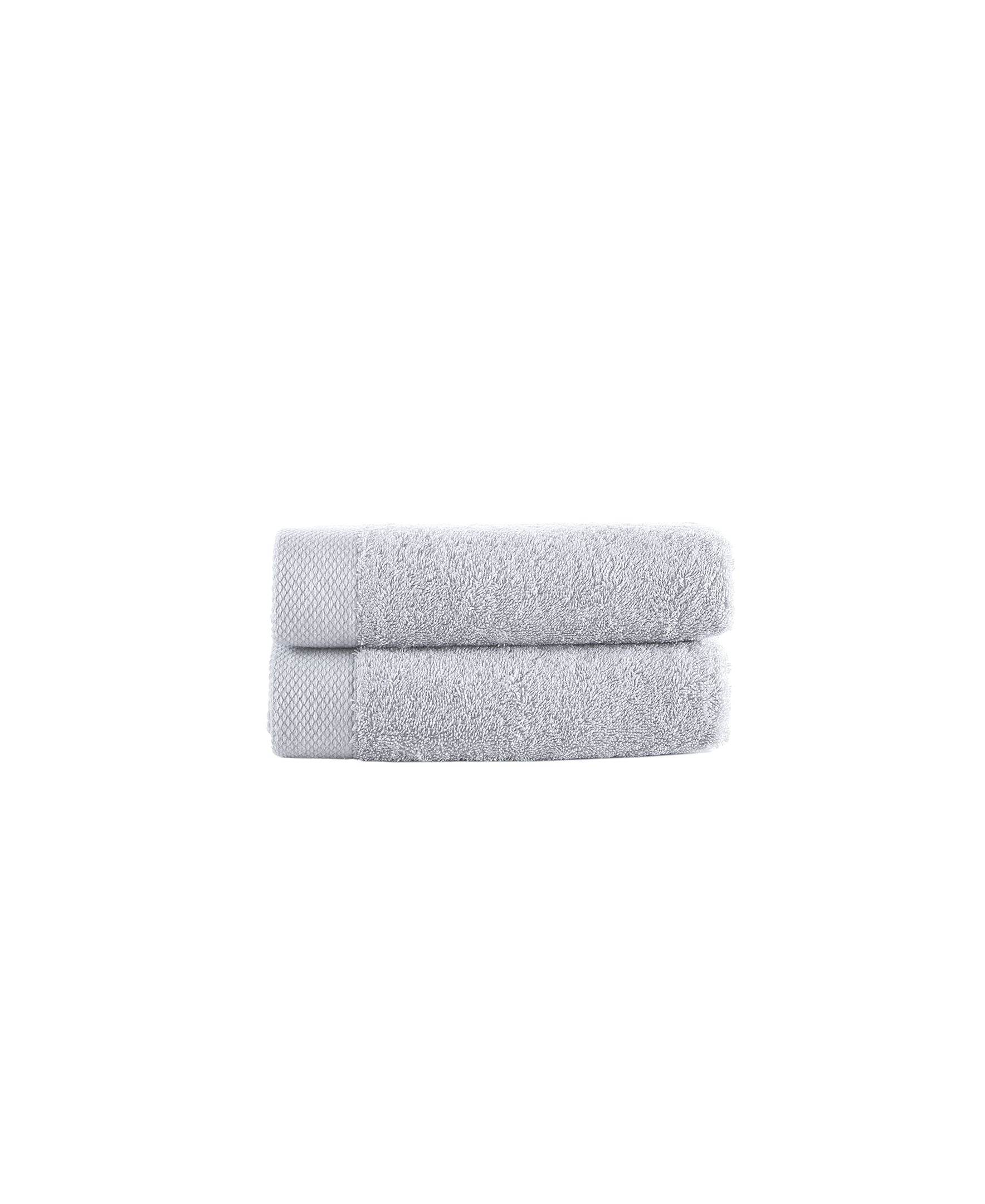  Brooks Brothers Solid Signature 2 Piece Hand Towel Set - Silver - Bonton