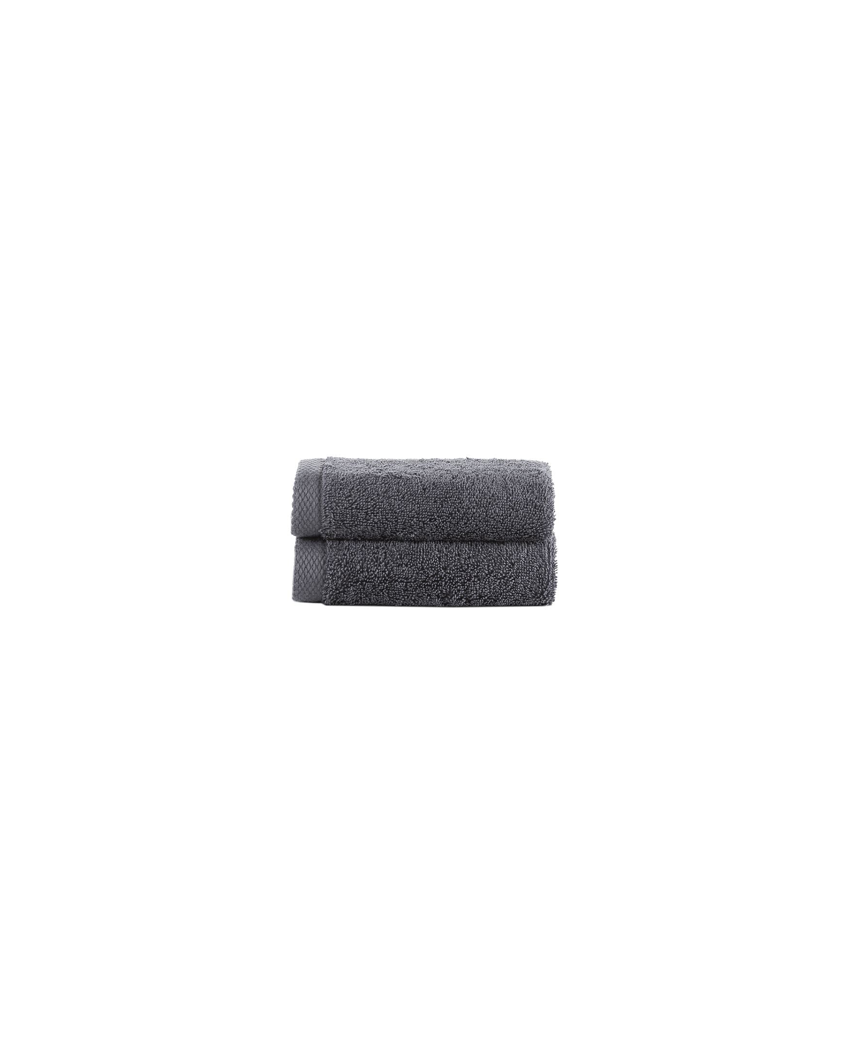  Brooks Brothers Solid Signature 2 Piece Wash Towel Set - Anthracite - Bonton