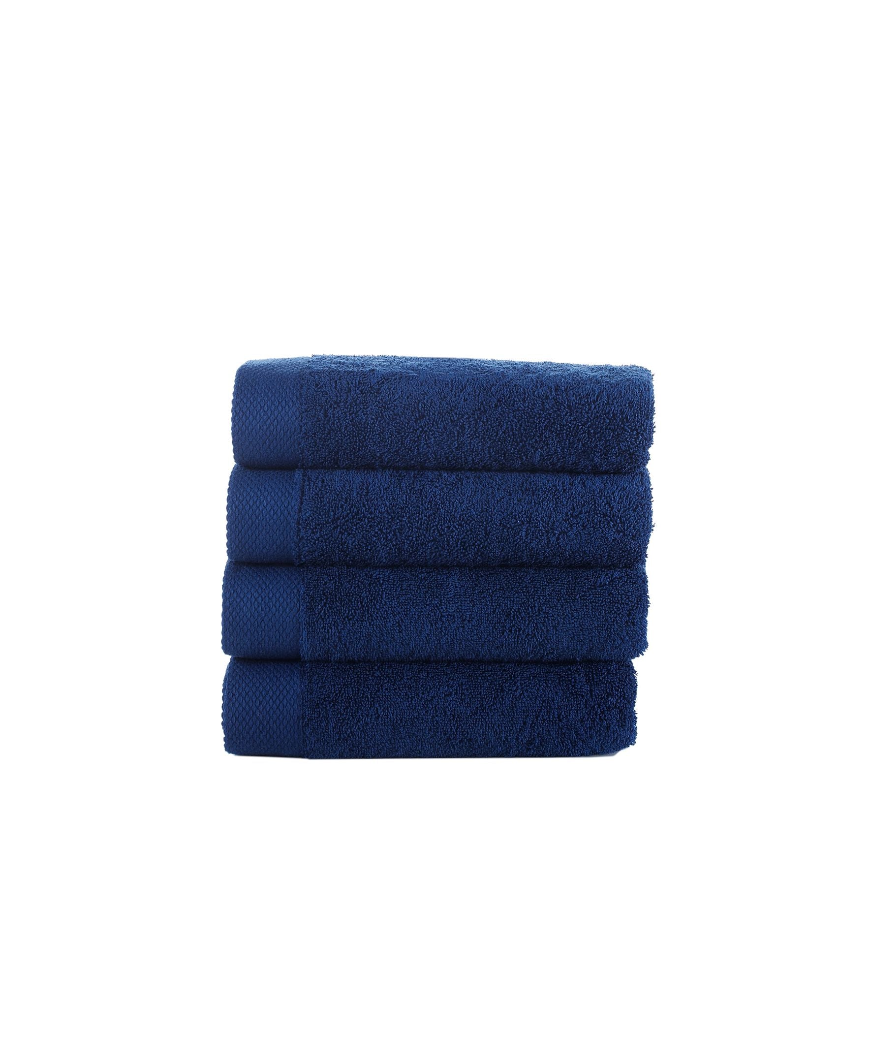  Brooks Brothers Solid Signature 4 Piece Hand Towel Set - Navy - Bonton