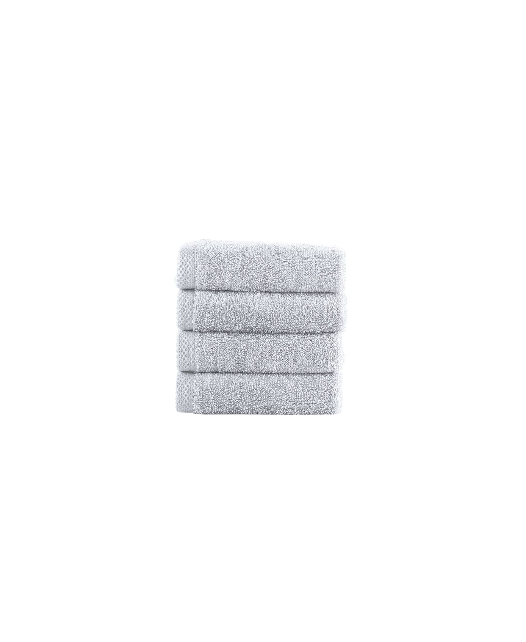  Brooks Brothers Solid Signature 4 Piece Wash Towel Set - Silver - Bonton