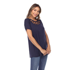 Women's Crisscross Cutout Short Sleeve Top