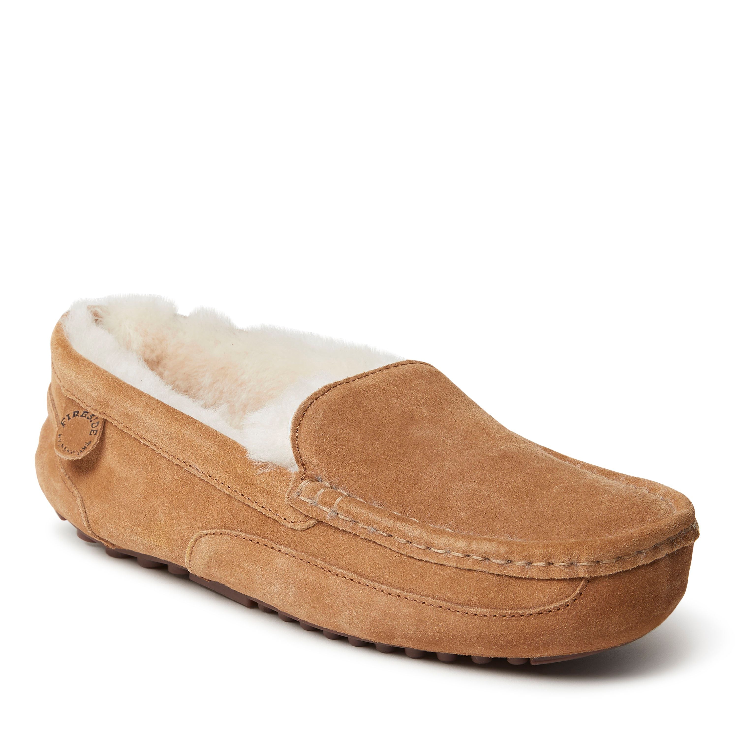  Dearfoams Fireside by Men's Melbourne Shearling Indoor/Outdoor Moccasin Slipper - Brown - Bonton