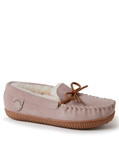  Dearfoams Fireside by Women's Alice Springs Shearling Indoor/Outdoor Moccasin Slipper - Dusty Pink - Bonton