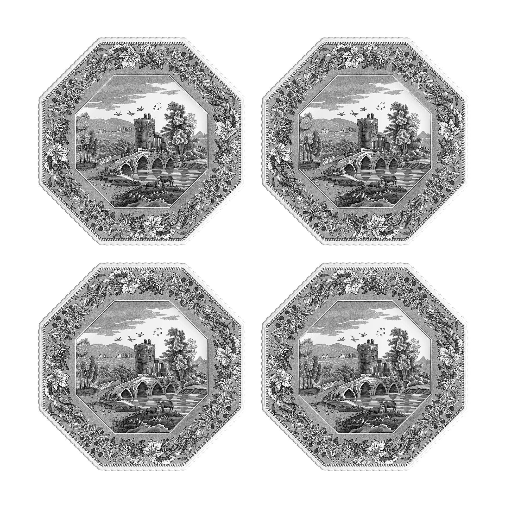  Spode Heritage Collection Lucano Octagonal Plate Set of 4 - Multicoloured - Bonton