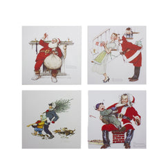 Set of 4 8" X 8" Classic Norman Rockwell Christmas Scene Canvas Prints