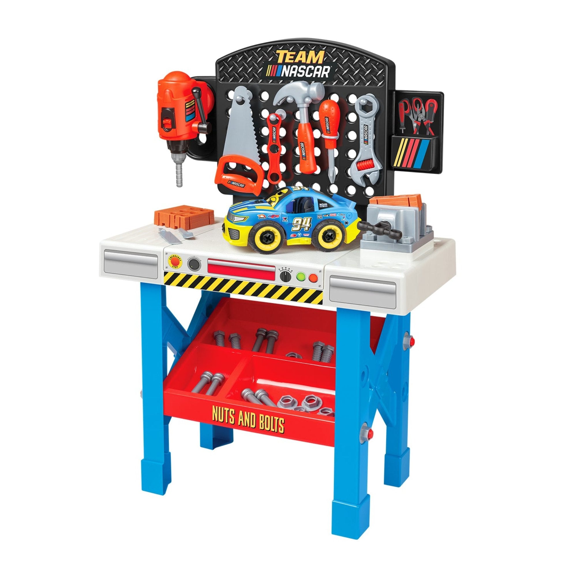  HobbyTron Team Nascar Pit Stop Playset With Take Apart Car (84 Pieces) - Default Title - Bonton