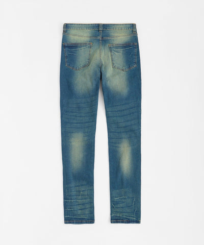 Skinny Rip and Repair Denim Pants - Vintage Blue