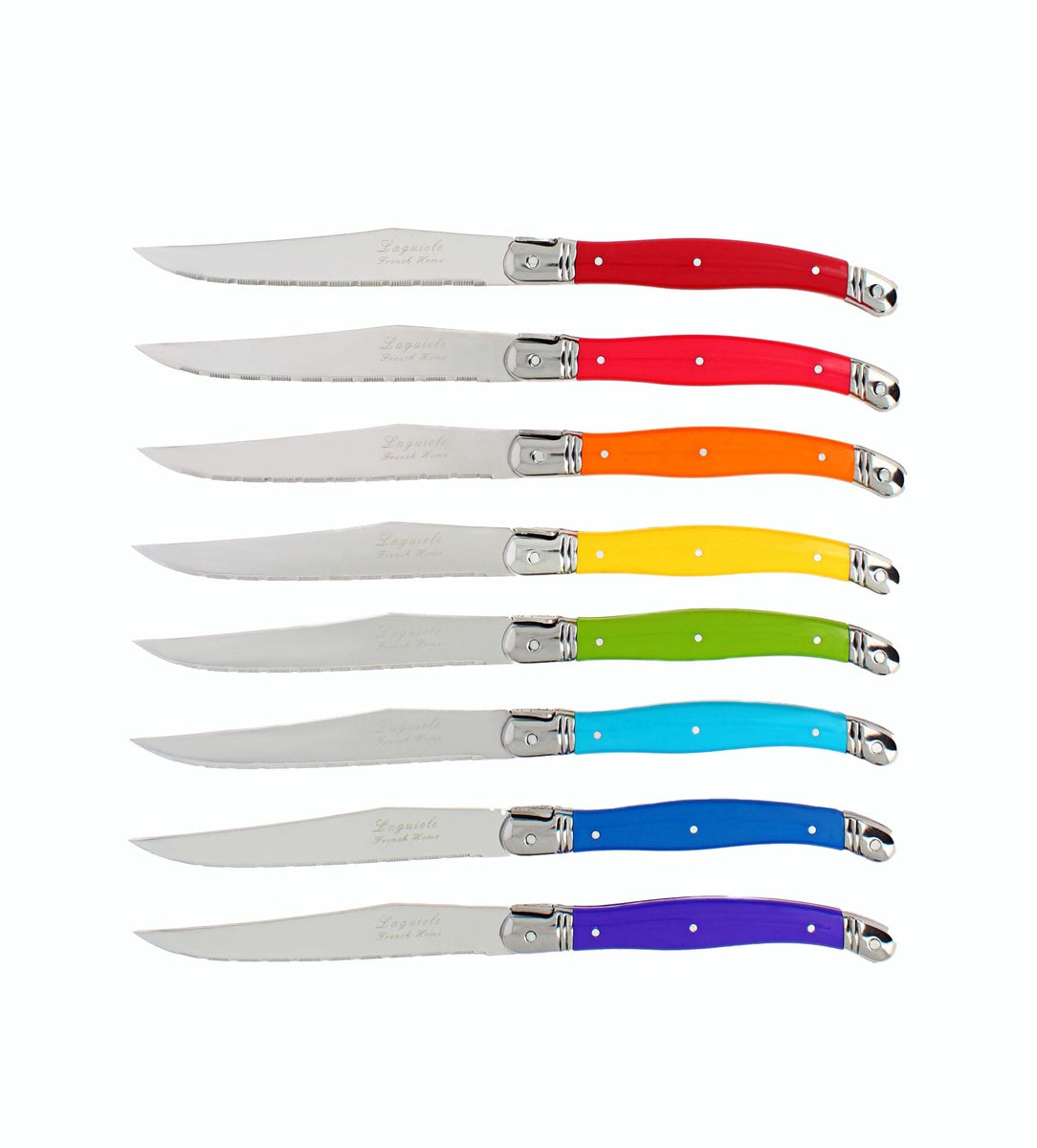  French Home Set of 8 Laguiole Steak Knives, Rainbow Colors - Default Title - Bonton