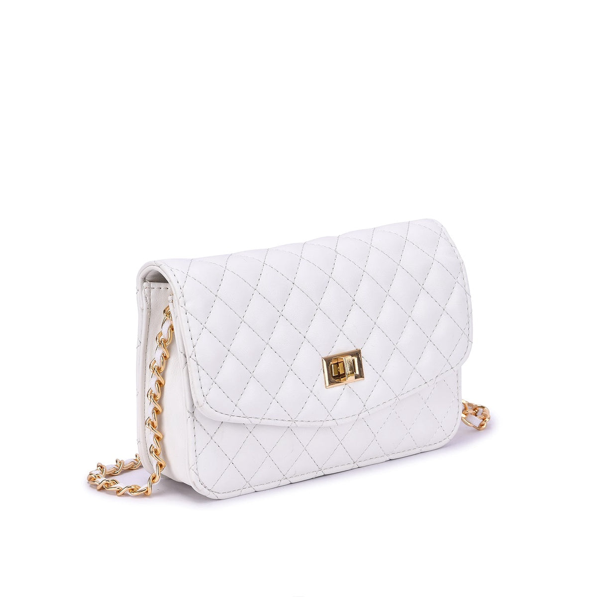  Mellow World Amanda Quilted Crossbody Clutch - White - Bonton