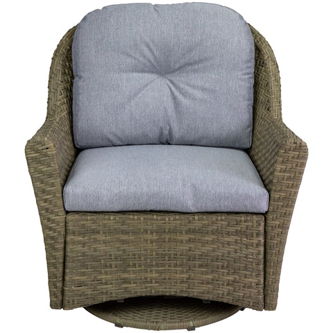 34" Gray Resin Wicker Deep Seated Glider Chair With Gray Cushions