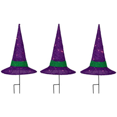 LED Lighted Witches Hat Outdoor Halloween Pathway Markers - 14" - White Lights