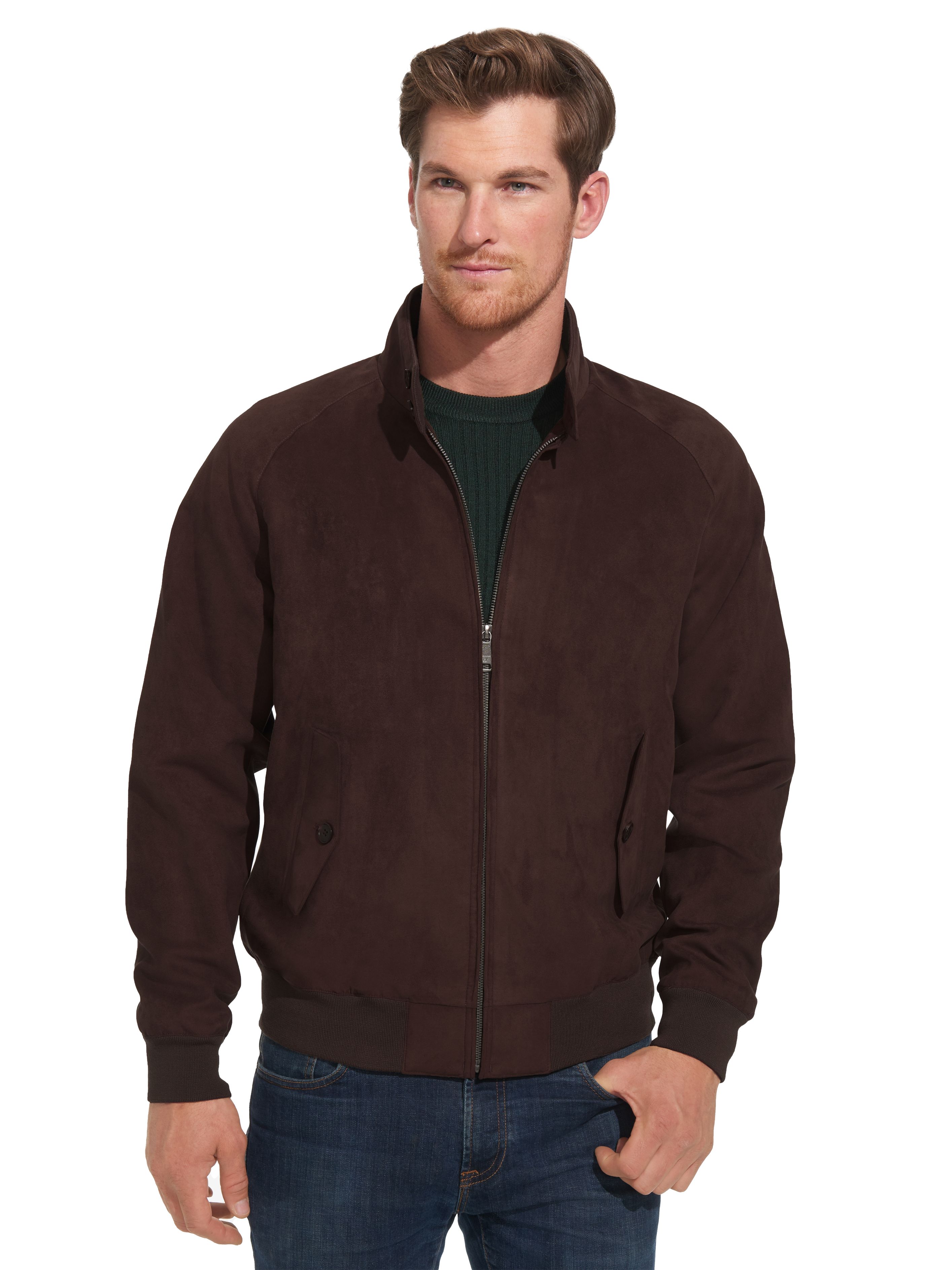  Weatherproof Men's Lightweight Microsuede Baracuta Jacket - Mahogany - Bonton