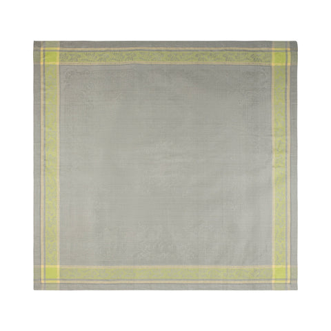 Arboretum 71" X 71"  Linen Tablecloth -  Grey and Chartreuse