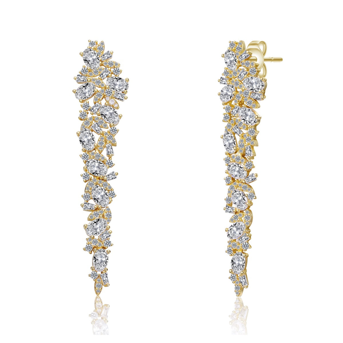  Rachel Glauber 14k Gold Plated Cubic Zirconia Linear Formal Dangle Earrings - Default Title - Bonton