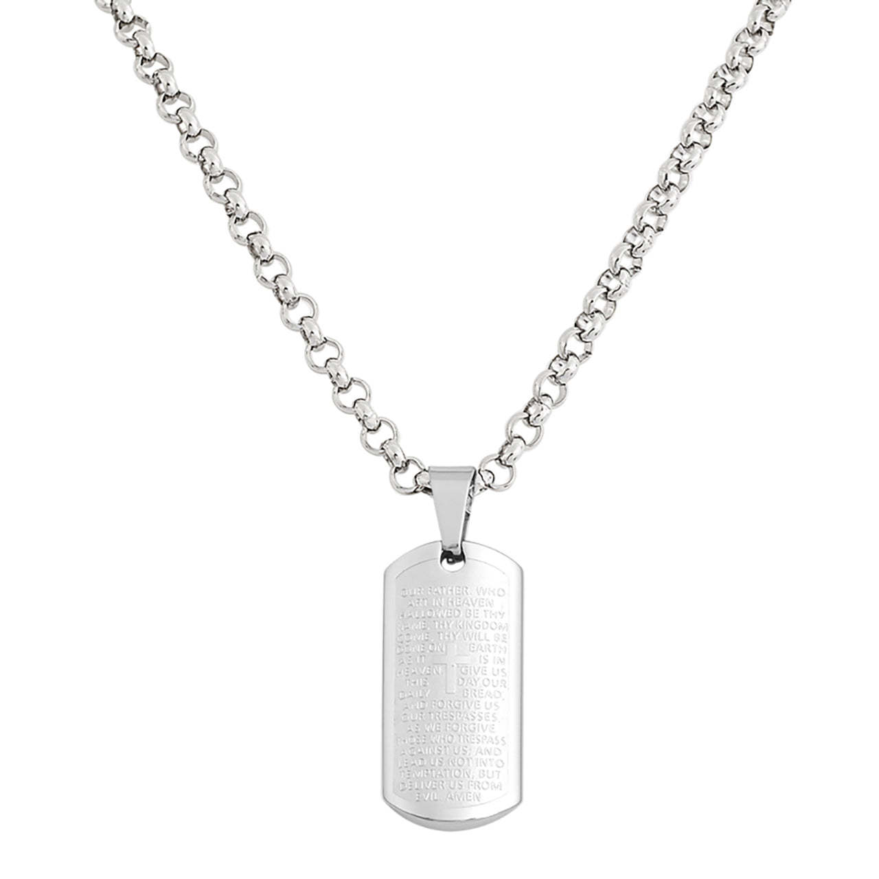  Gemesis Jewels by Edforce Lord Prayer Dog Tag Pendant Necklace - Silver - Bonton