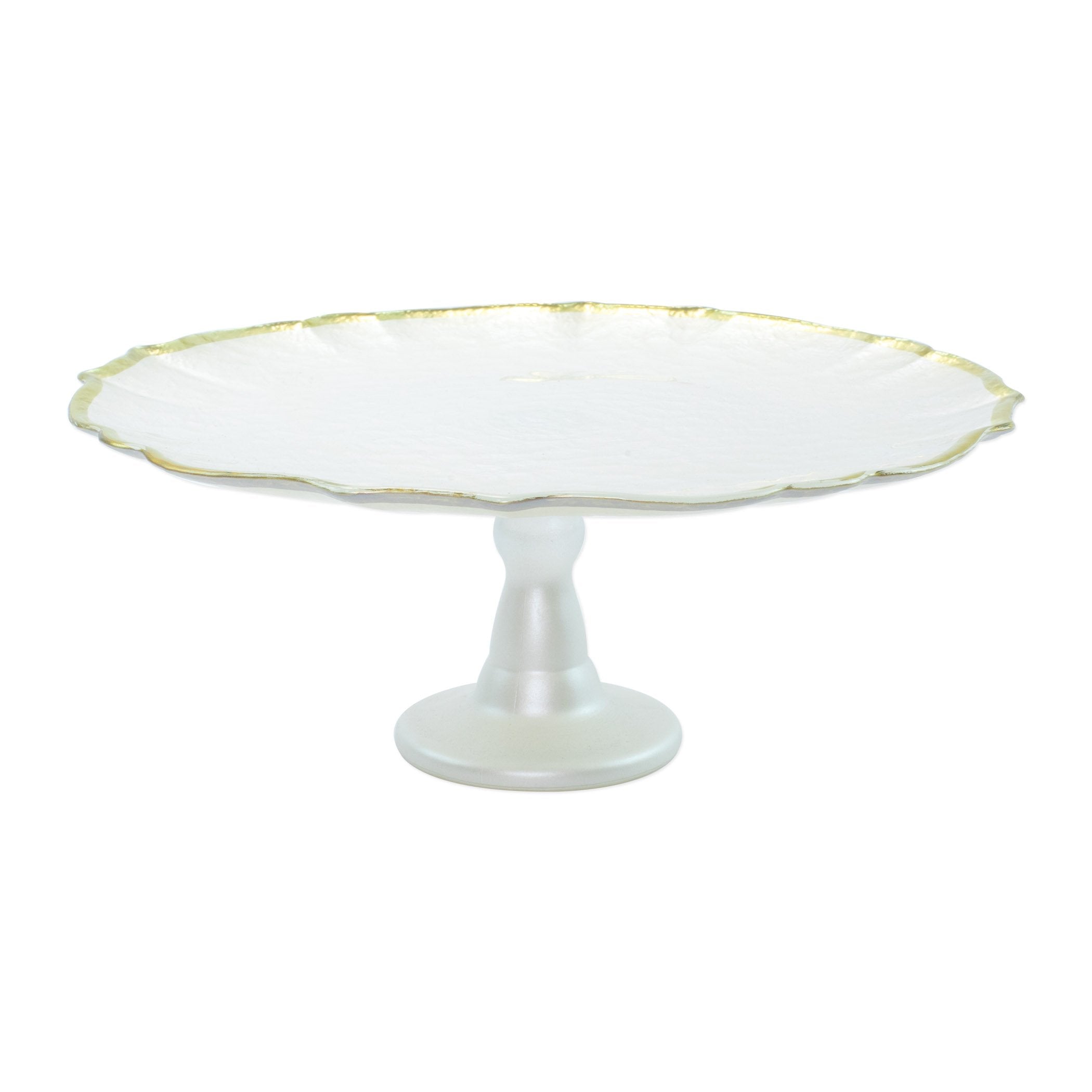  Vietri Baroque Glass Cake Stand - White - Bonton