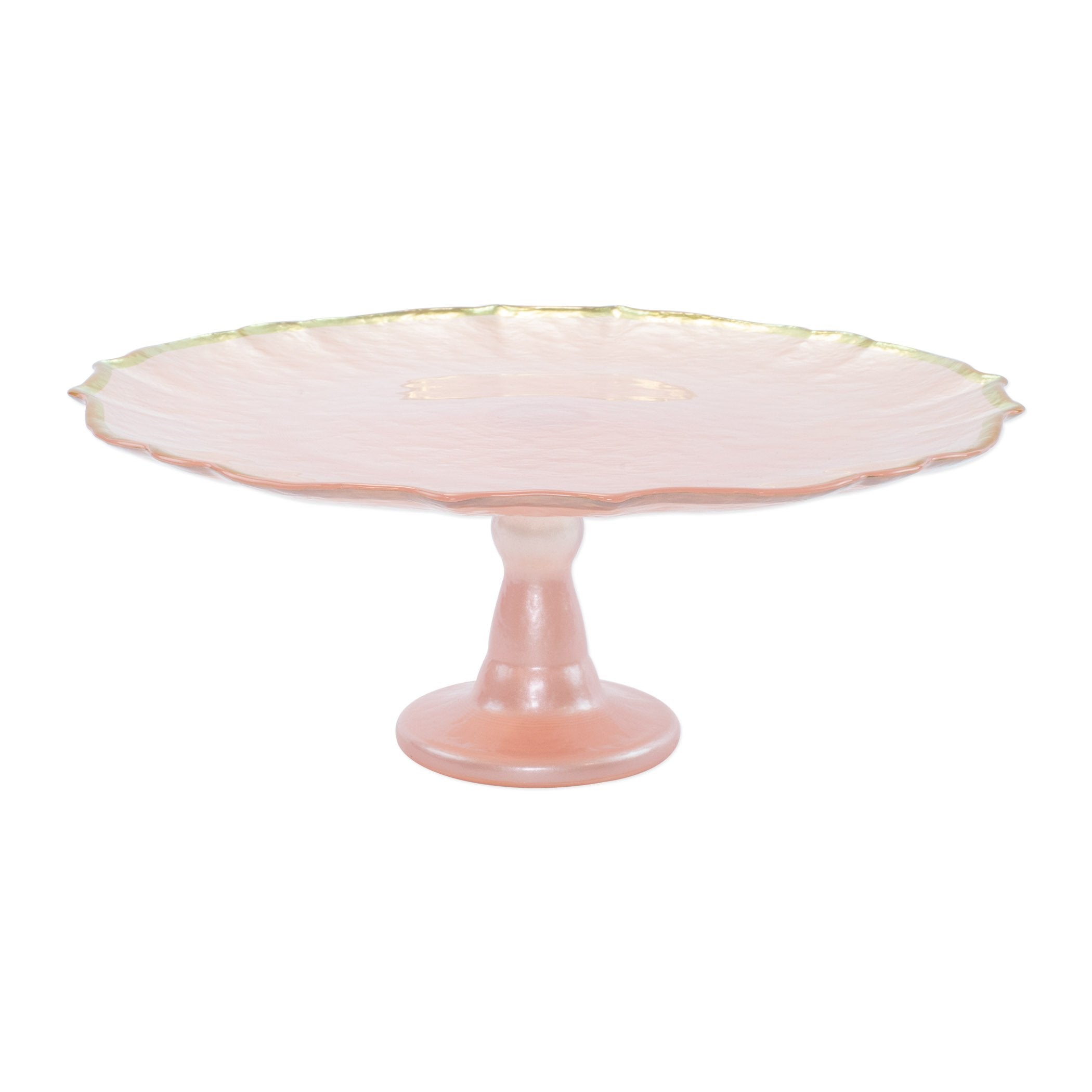  Vietri Baroque Glass Cake Stand - Pink - Bonton