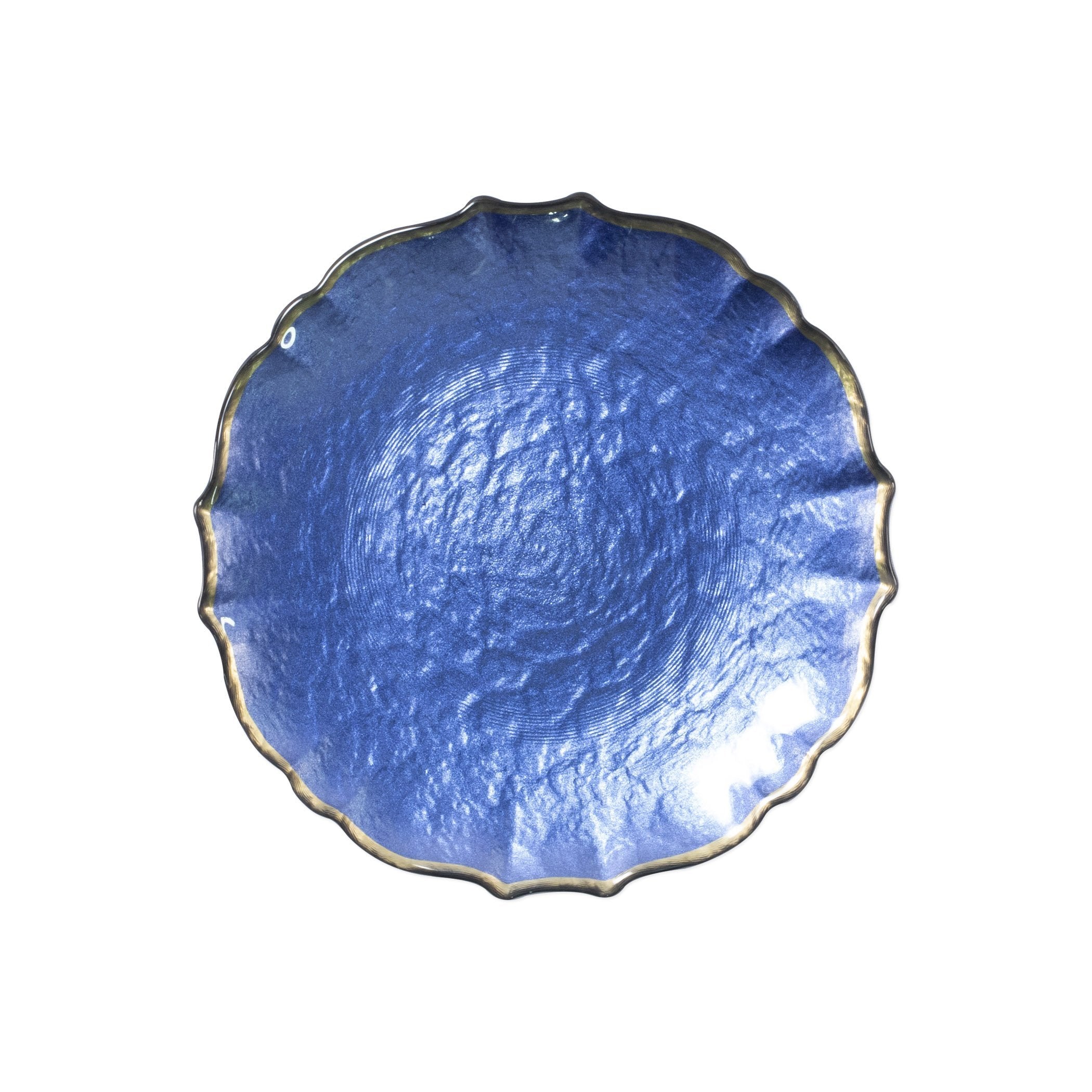  Vietri Baroque Glass Salad Plate - Cobalt Blue - Bonton