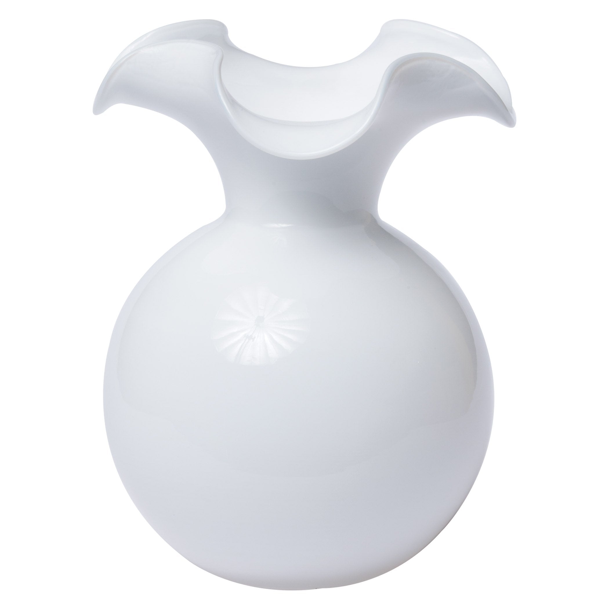  Vietri Hibiscus Glass Large Fluted Vase - White - Bonton