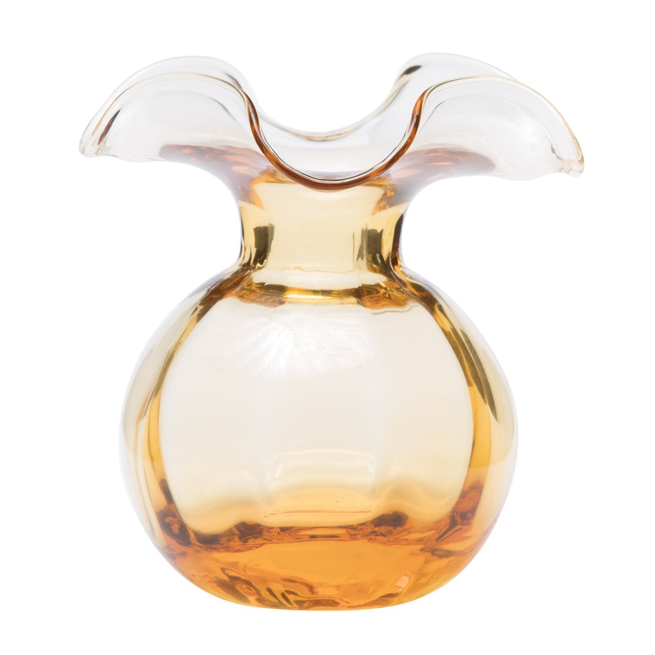  Vietri Hibiscus Glass Medium Fluted Vase - Amber - Bonton