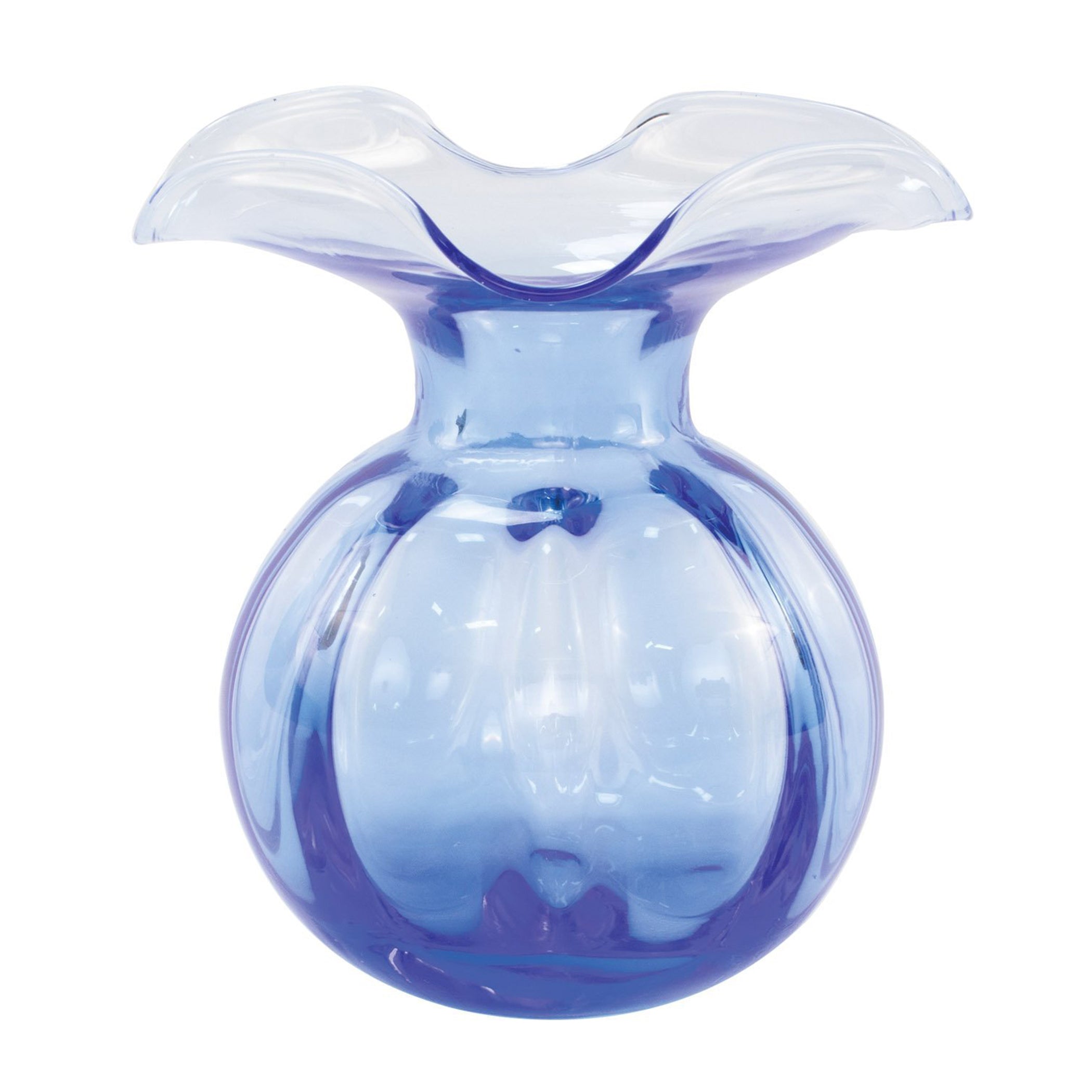  Vietri Hibiscus Glass Medium Fluted Vase - Cobalt - Bonton