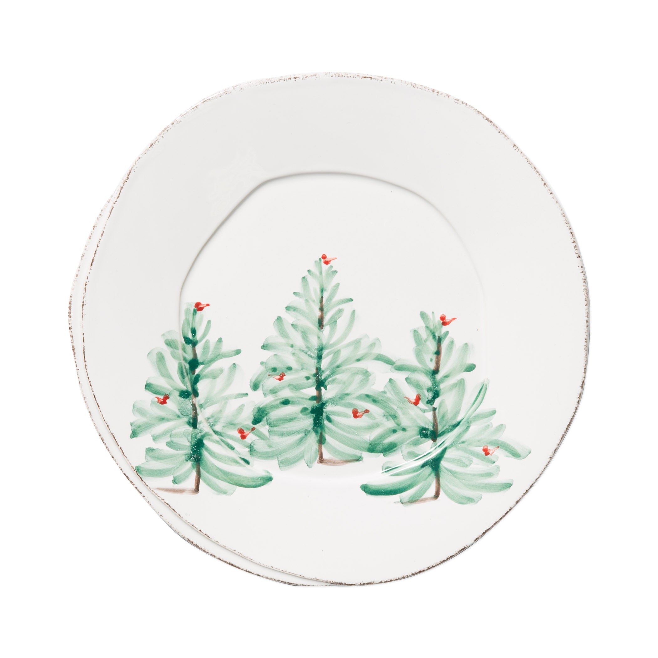  Vietri Melamine Lastra Holiday Dinner Plate - White/Green - Bonton