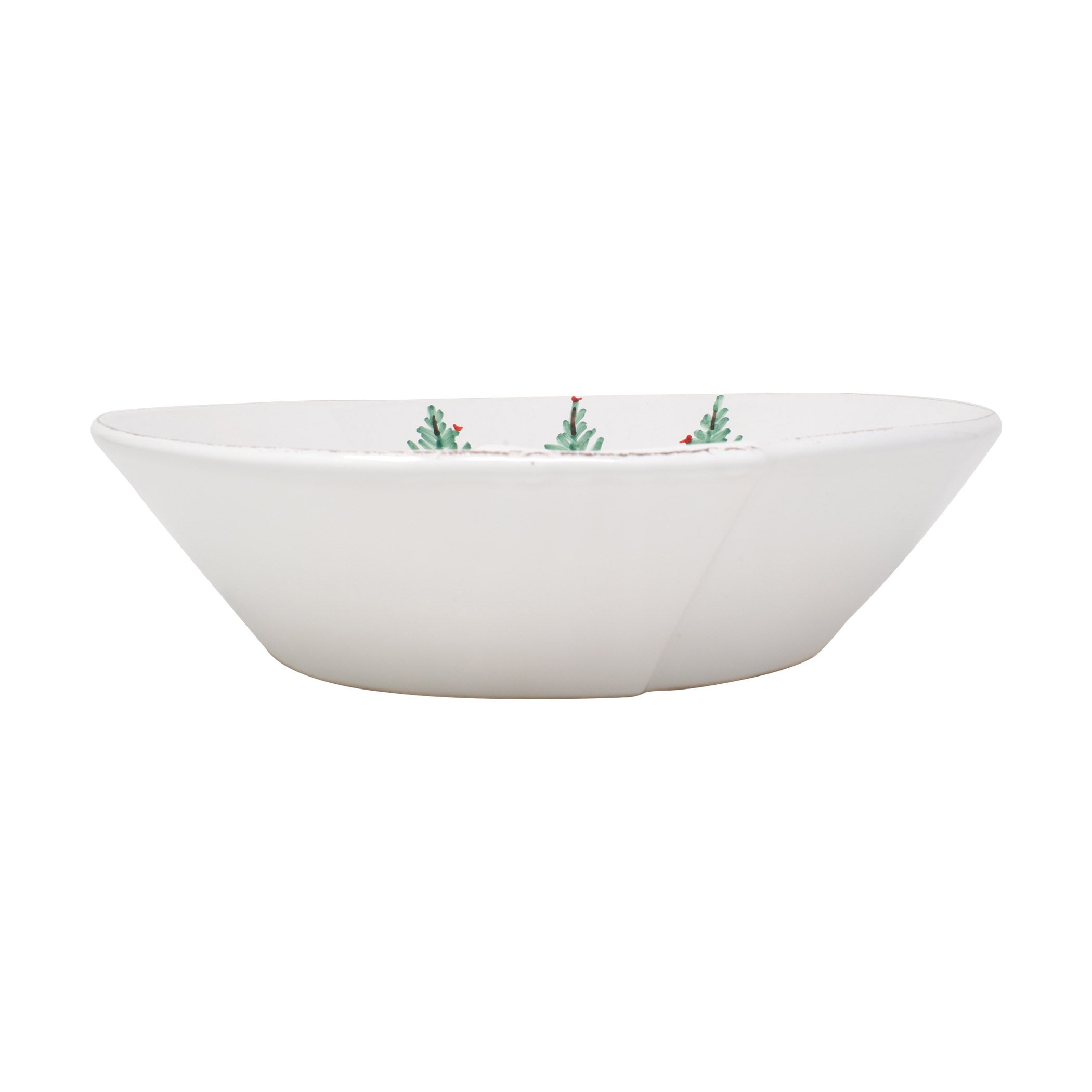  Vietri Melamine Lastra Holiday Large Shallow Serving Bowl - White/Green - Bonton