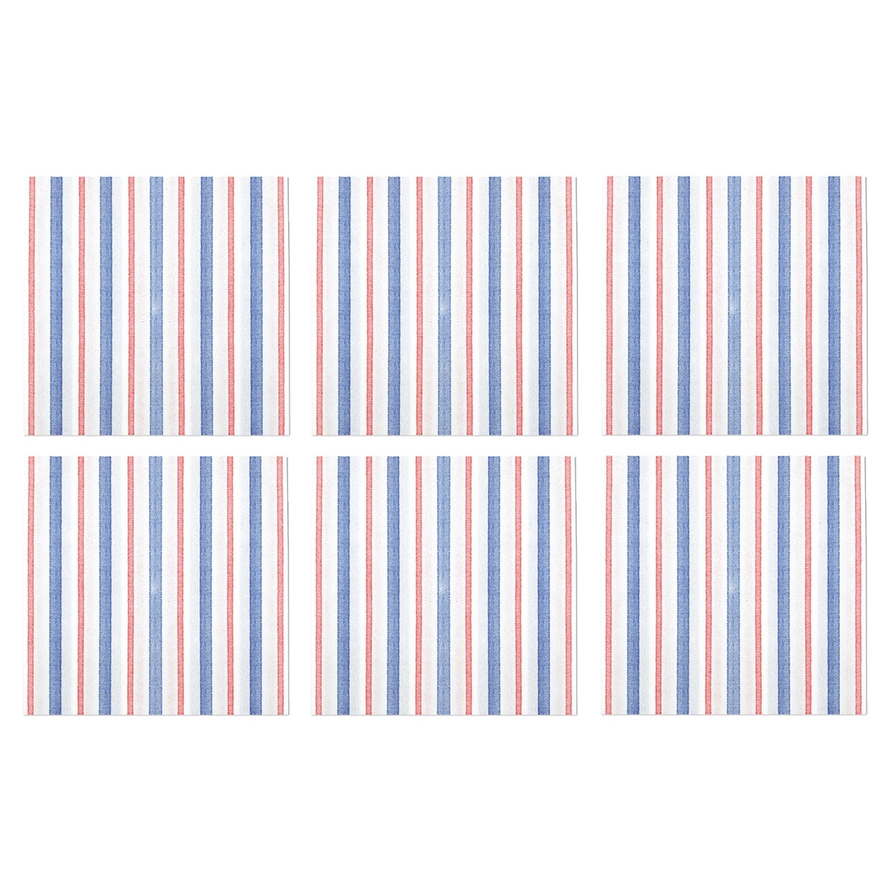  Vietri Papersoft Napkins Americana Stripe Cocktail Napkins (Pack of 20) - Set of 6 - Red/White/Blue - Bonton